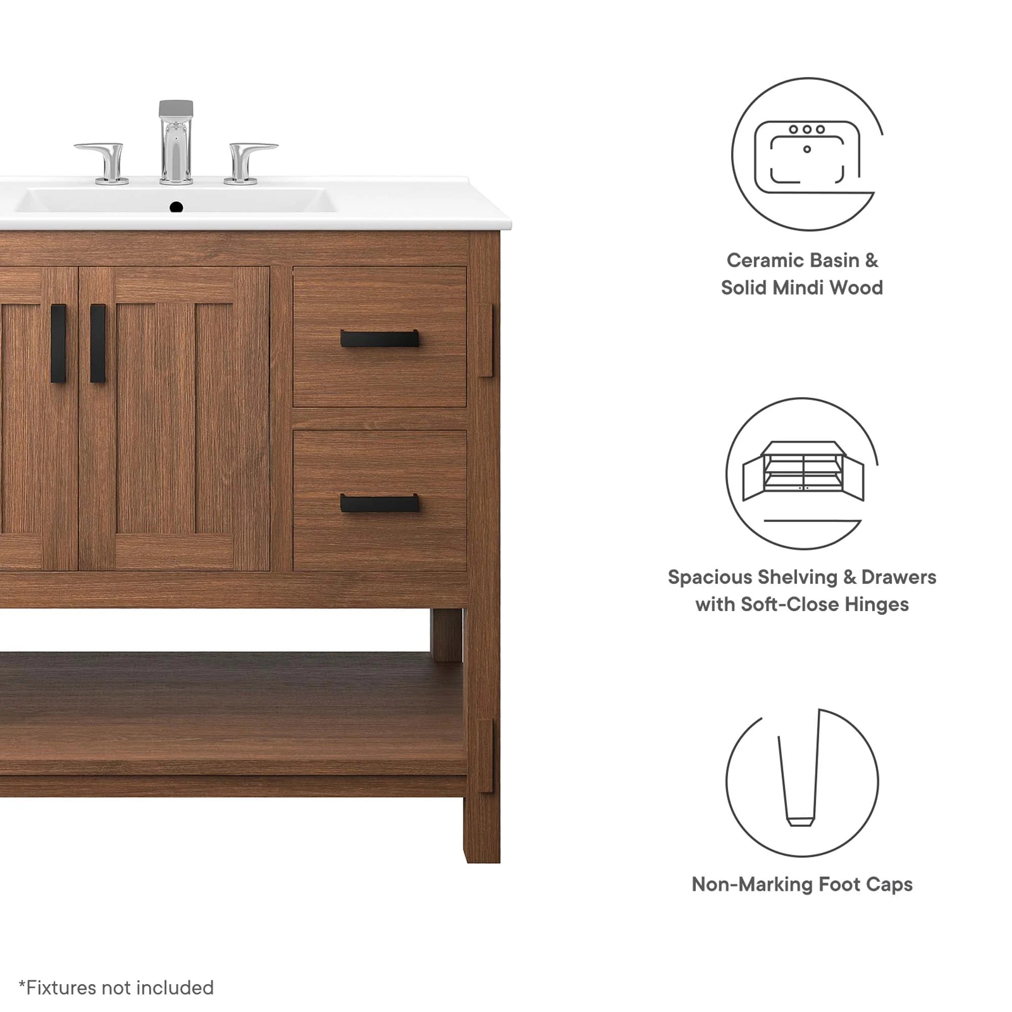 Meuble-lavabo de salle de bain en bois Ashlyn inclus