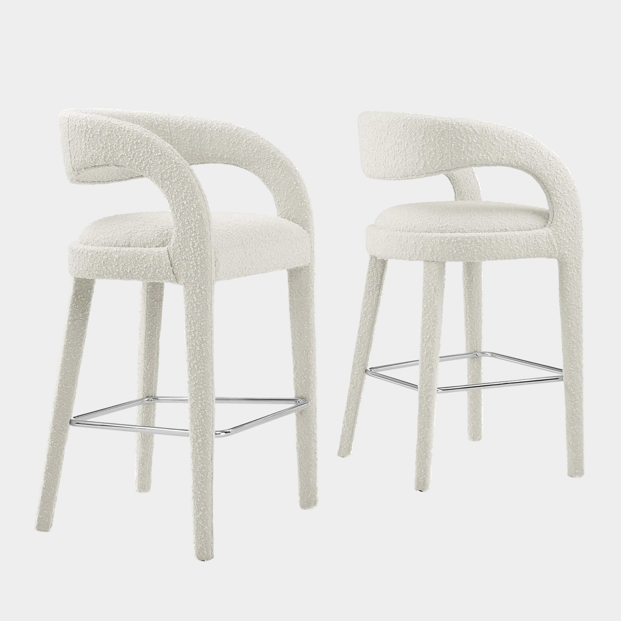Pinnacle Boucle Upholstered Bar Stool Set of 2