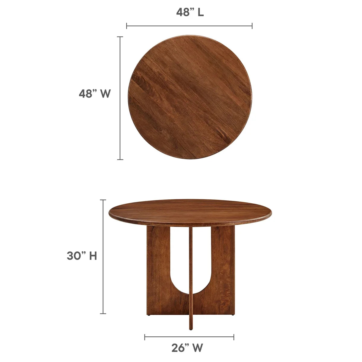 Rivian Round 48" Wood Dining Table in Walnut