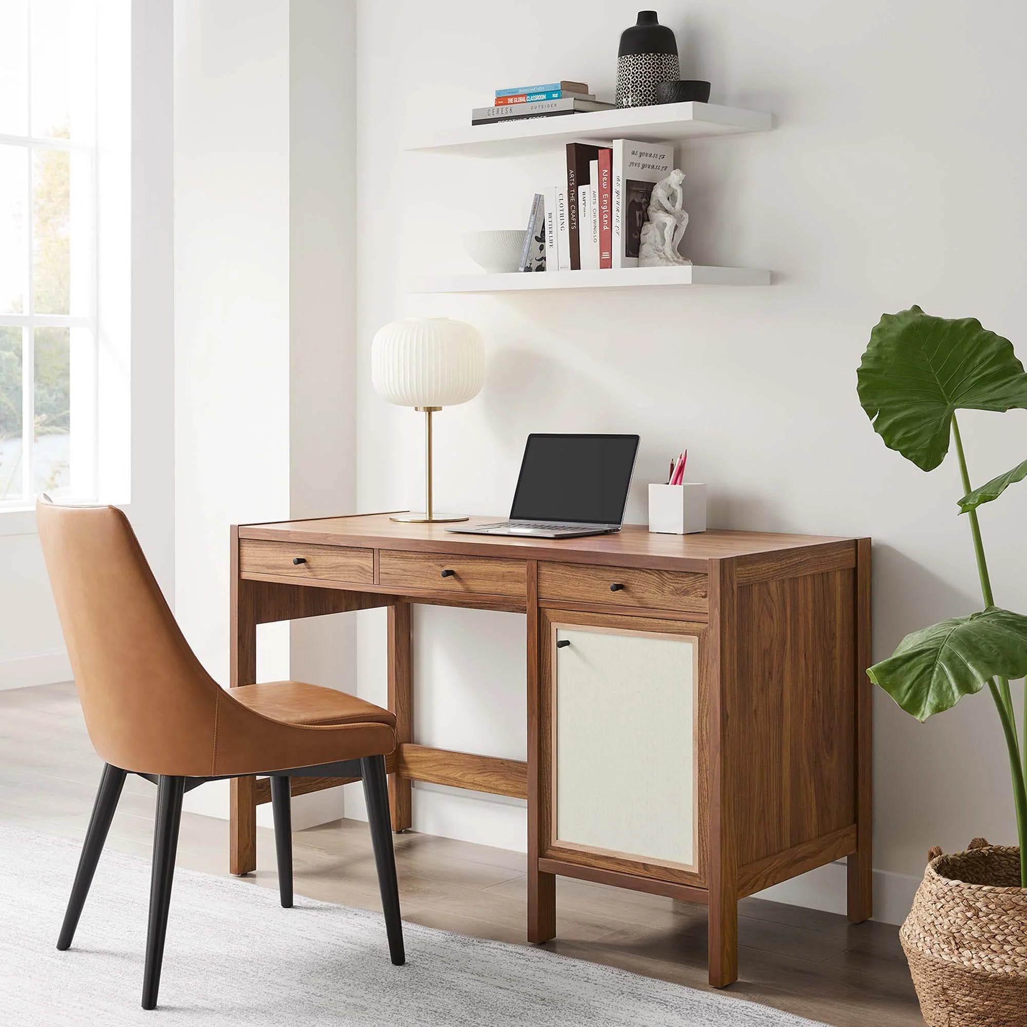 Capri 49" Wood Grain Office Desk in Walnut