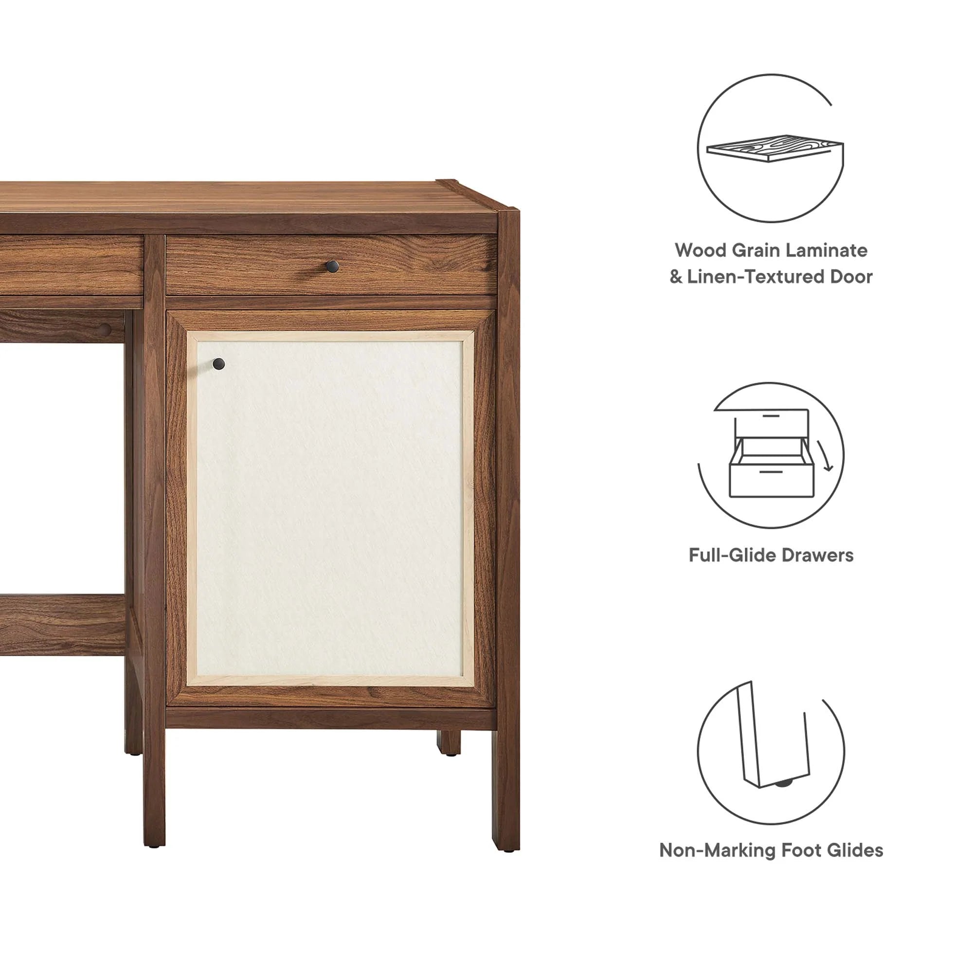 Capri 49" Wood Grain Office Desk in Walnut