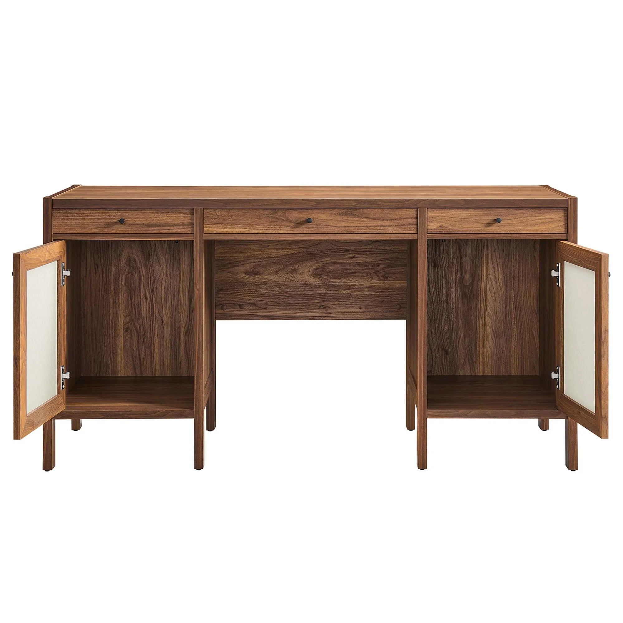 Capri 58" Wood Grain Office Desk in Walnut