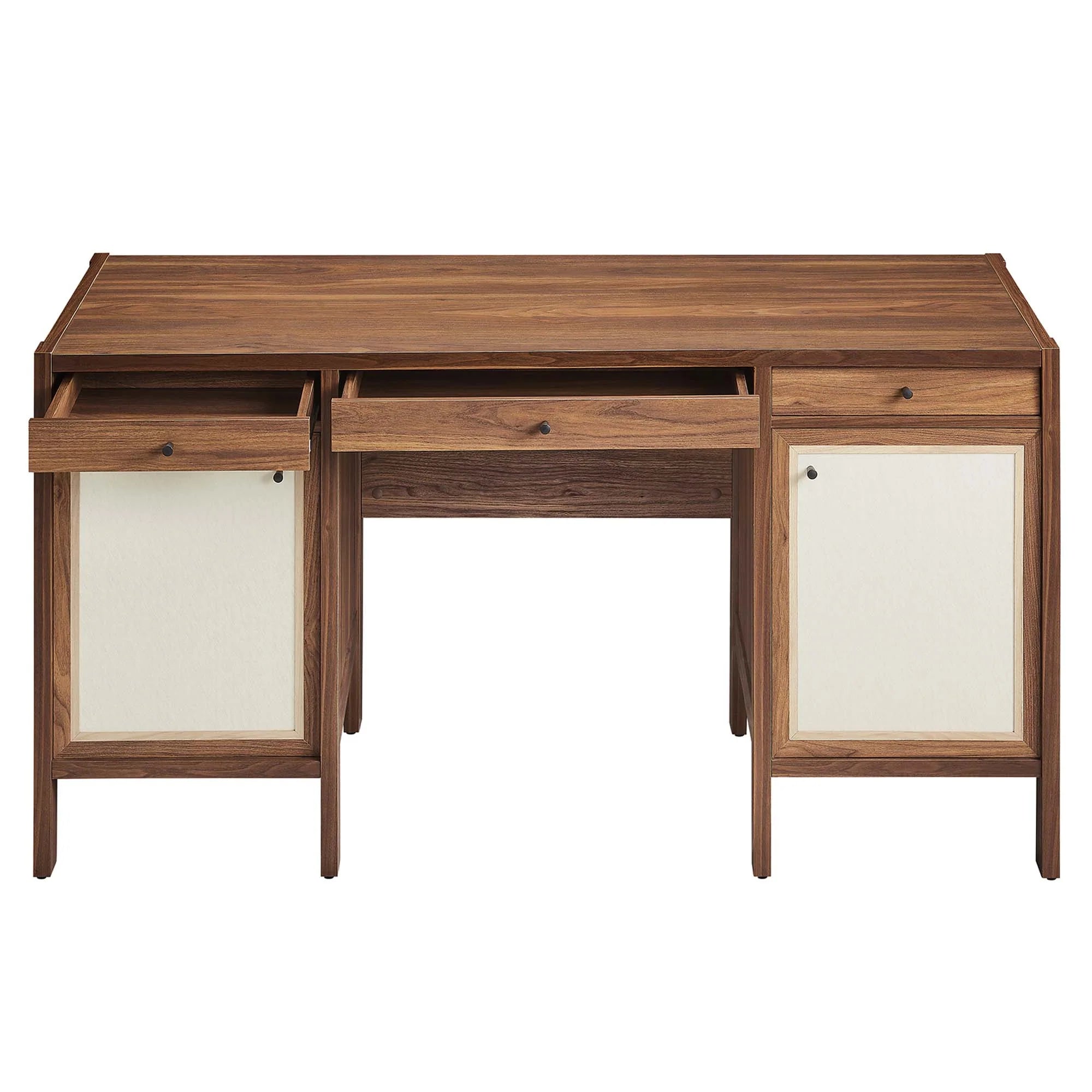 Capri 58" Wood Grain Office Desk in Walnut