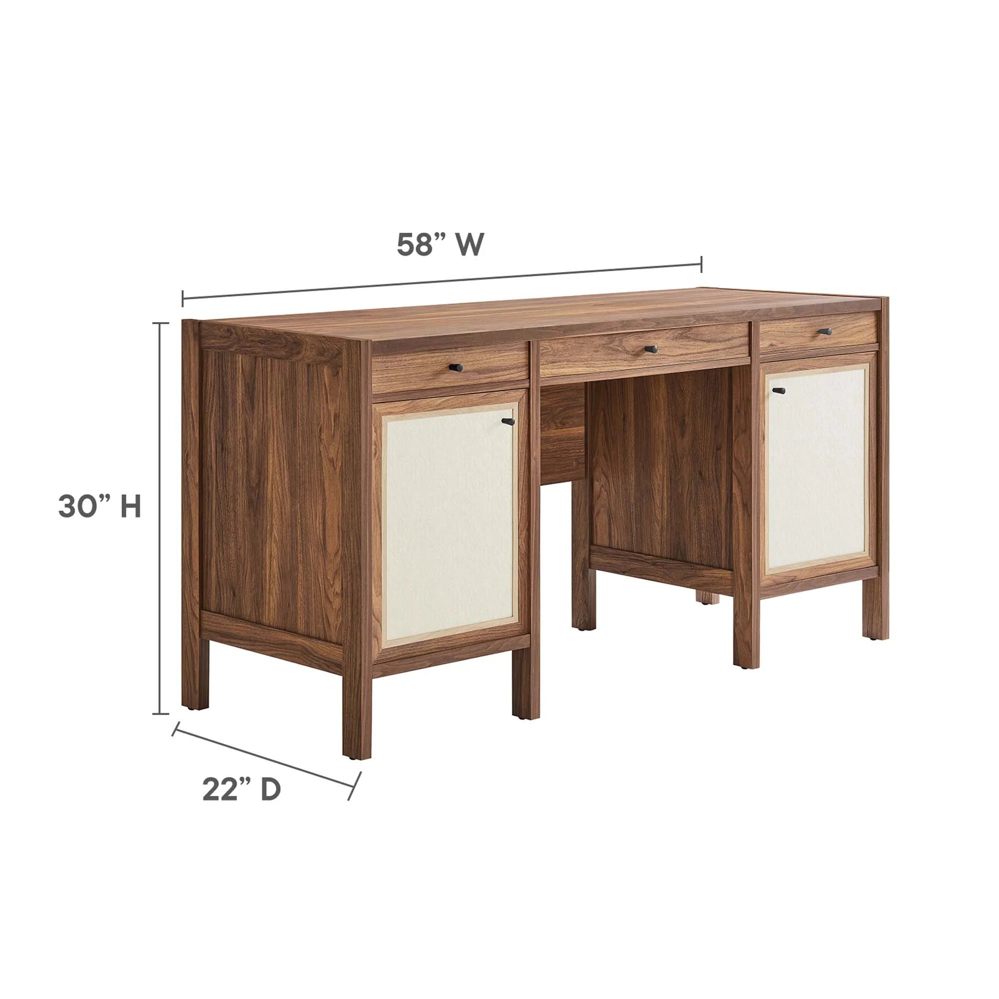 Capri 58" Wood Grain Office Desk in Walnut