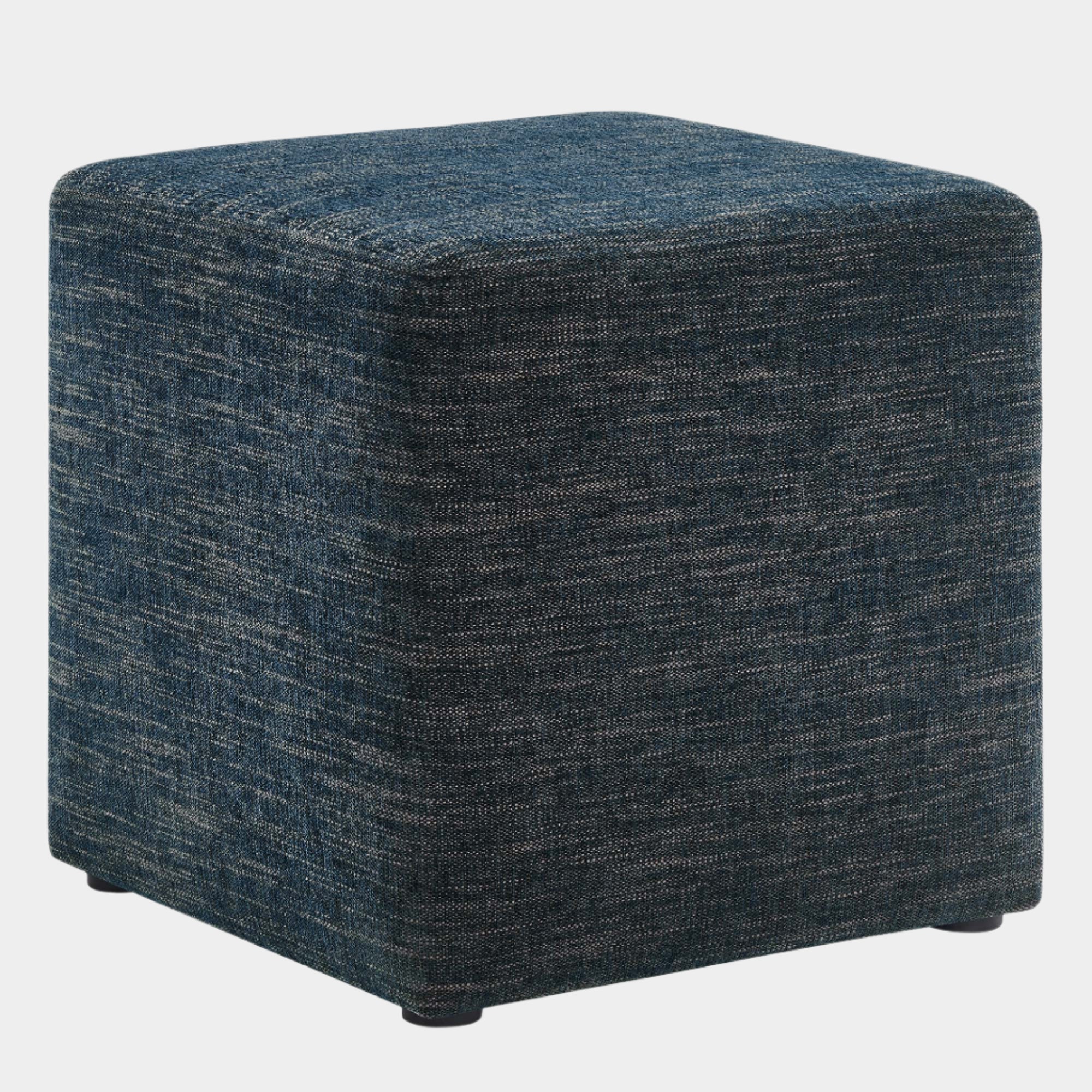Callum Square Woven Heathered Fabric Upholstered Ottoman