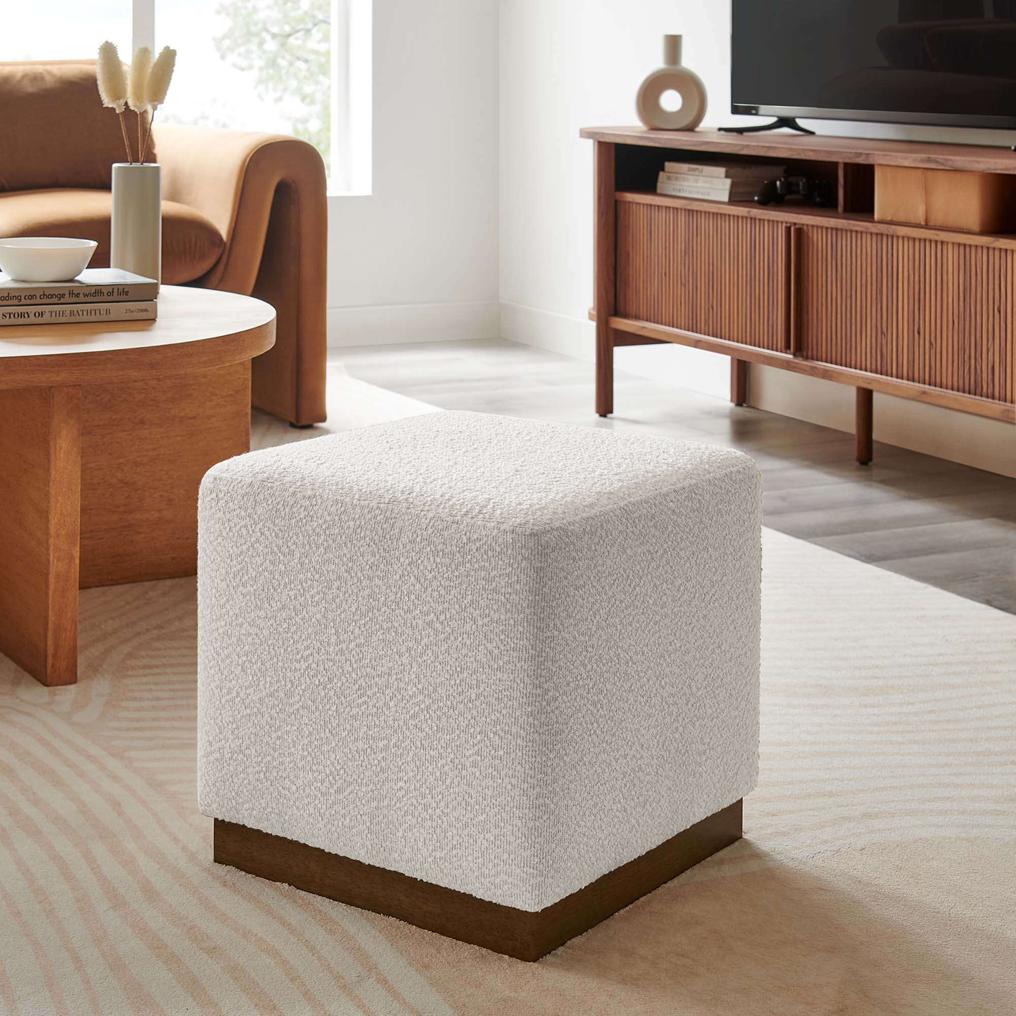 Tilden Square Boucle Upholstered Ottoman