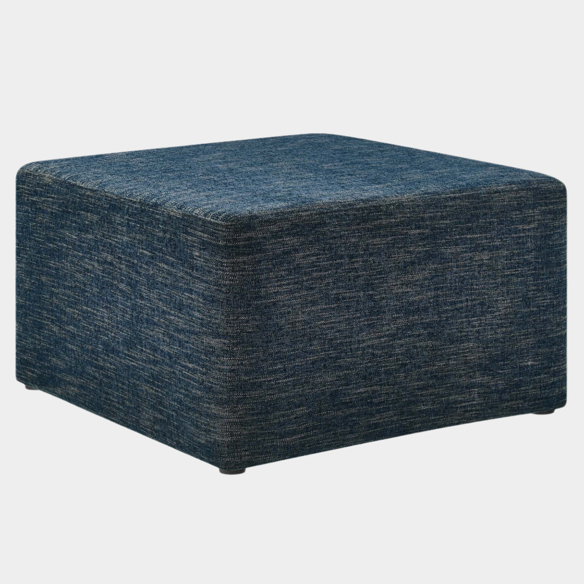 Callum Large Square Woven Heathered Fabric Upholstered Ottoman