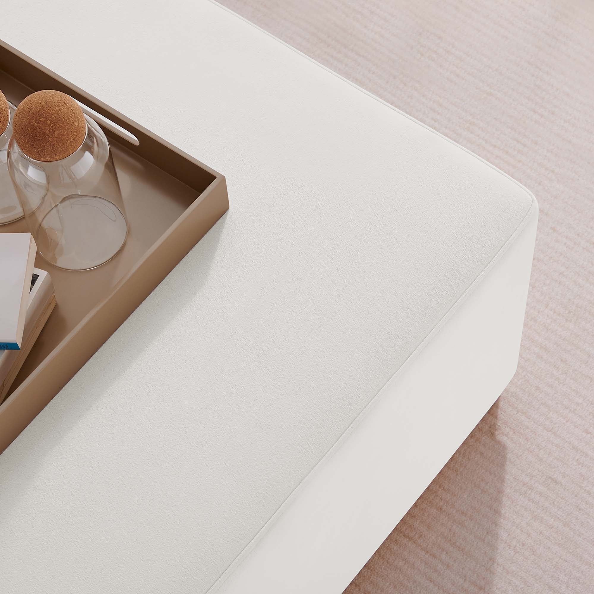 Tilden Large Square Performance Velvet Upholstered Ottoman