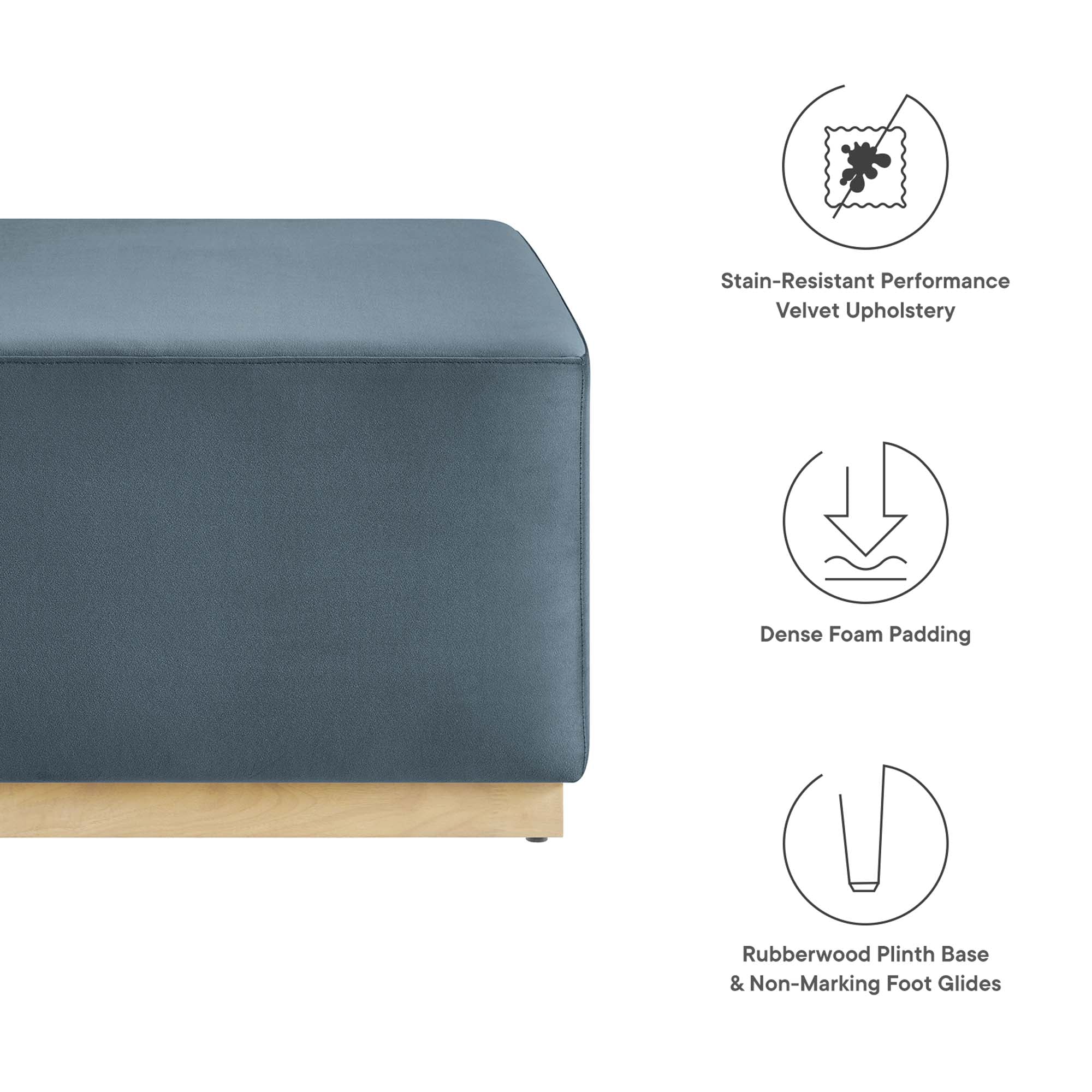 Tilden Large Square Performance Velvet Upholstered Ottoman