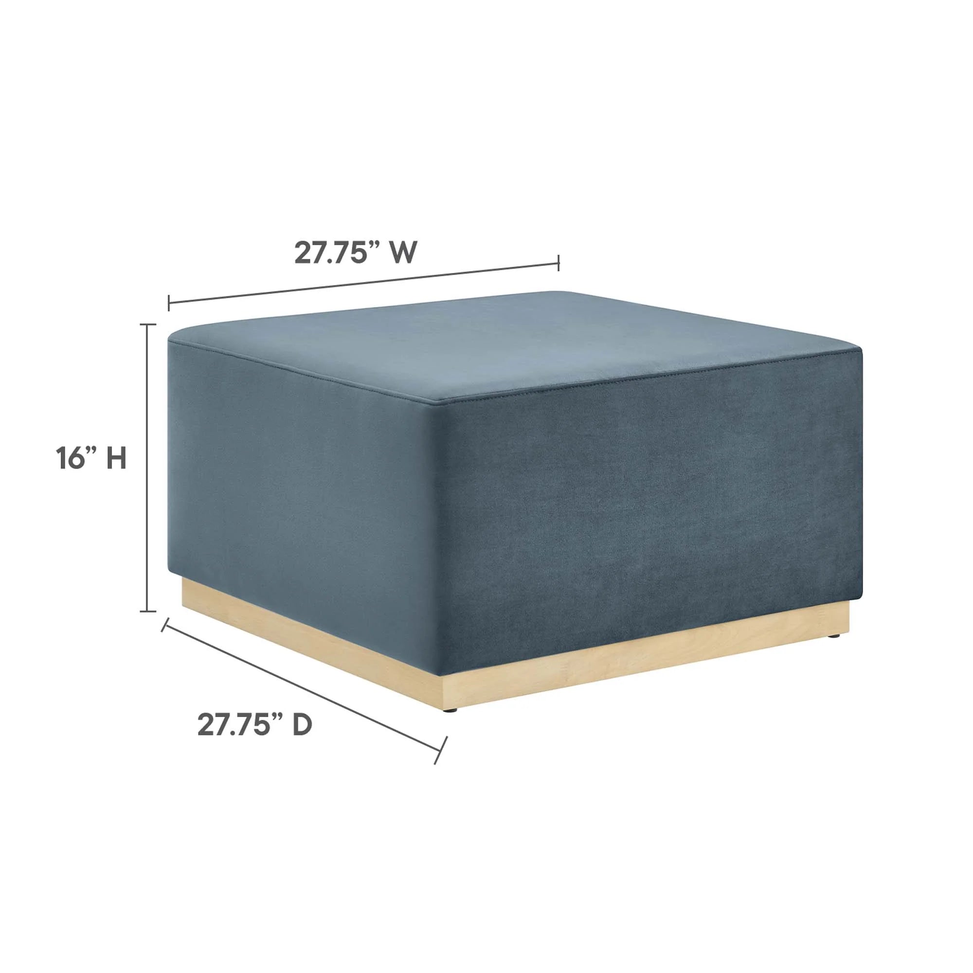 Tilden Large Square Performance Velvet Upholstered Ottoman