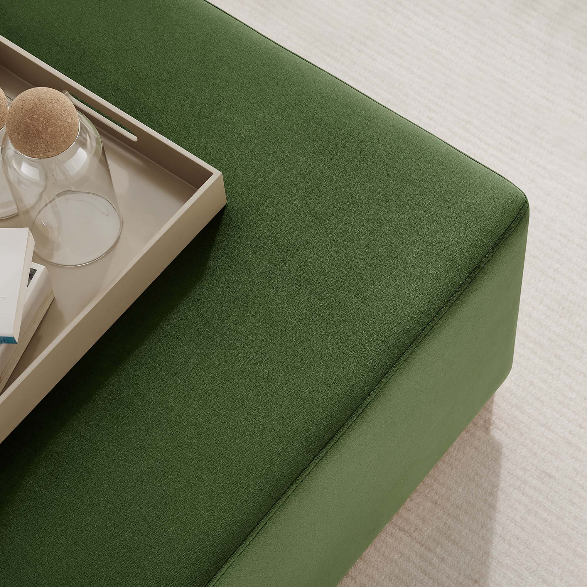 Tilden Large Square Performance Velvet Upholstered Ottoman