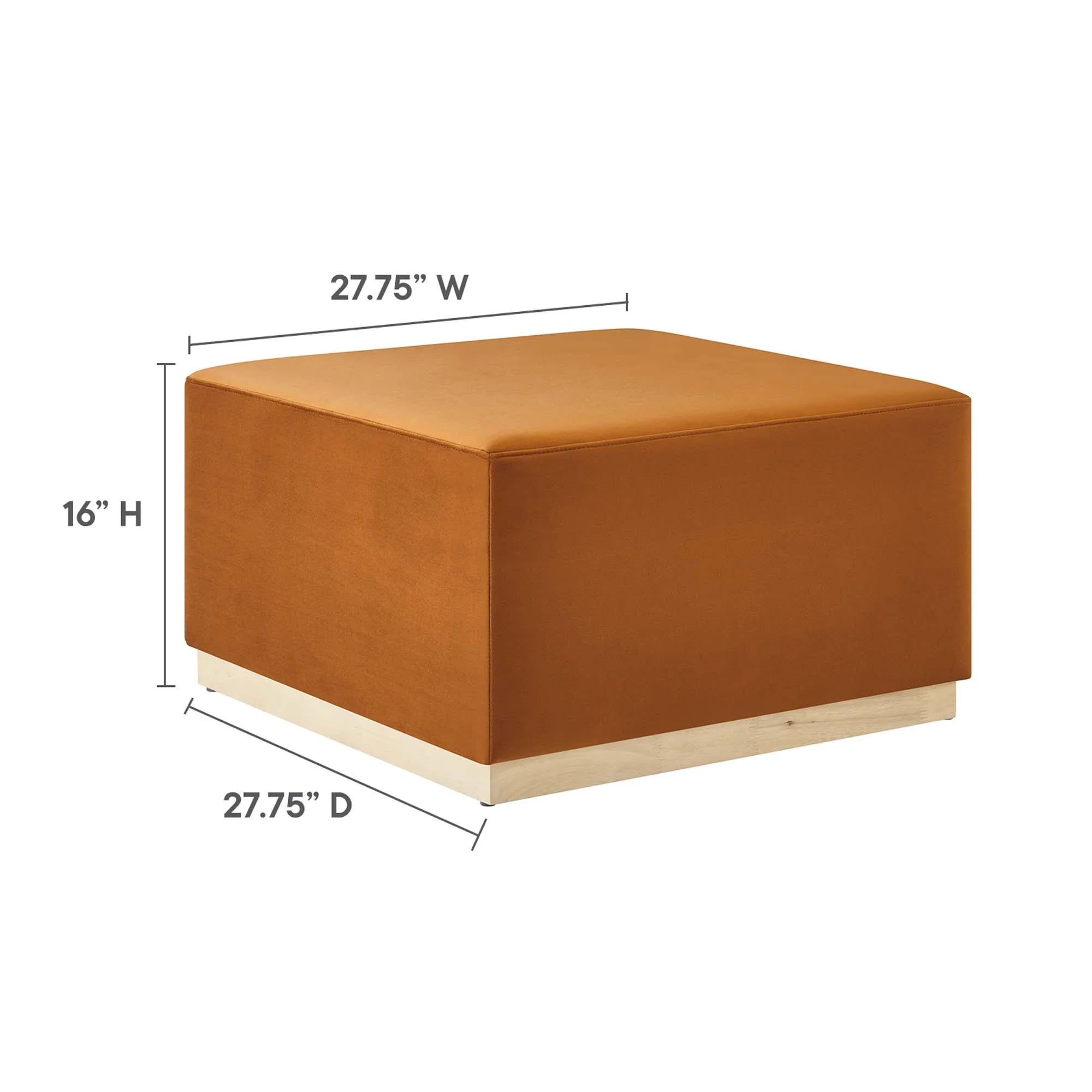 Tilden Large Square Performance Velvet Upholstered Ottoman