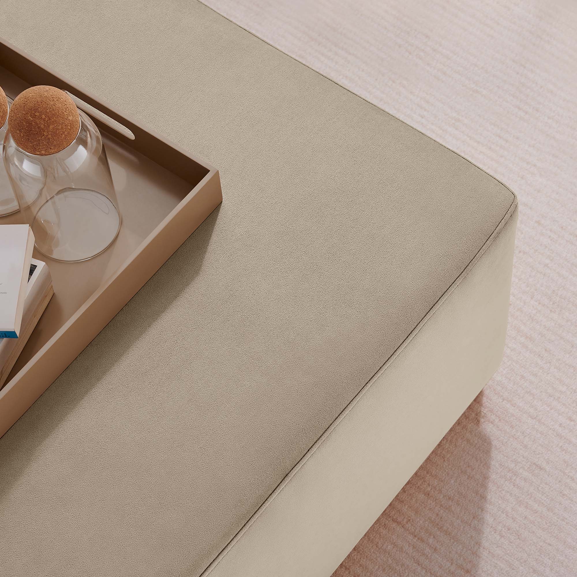 Tilden Large Square Performance Velvet Upholstered Ottoman