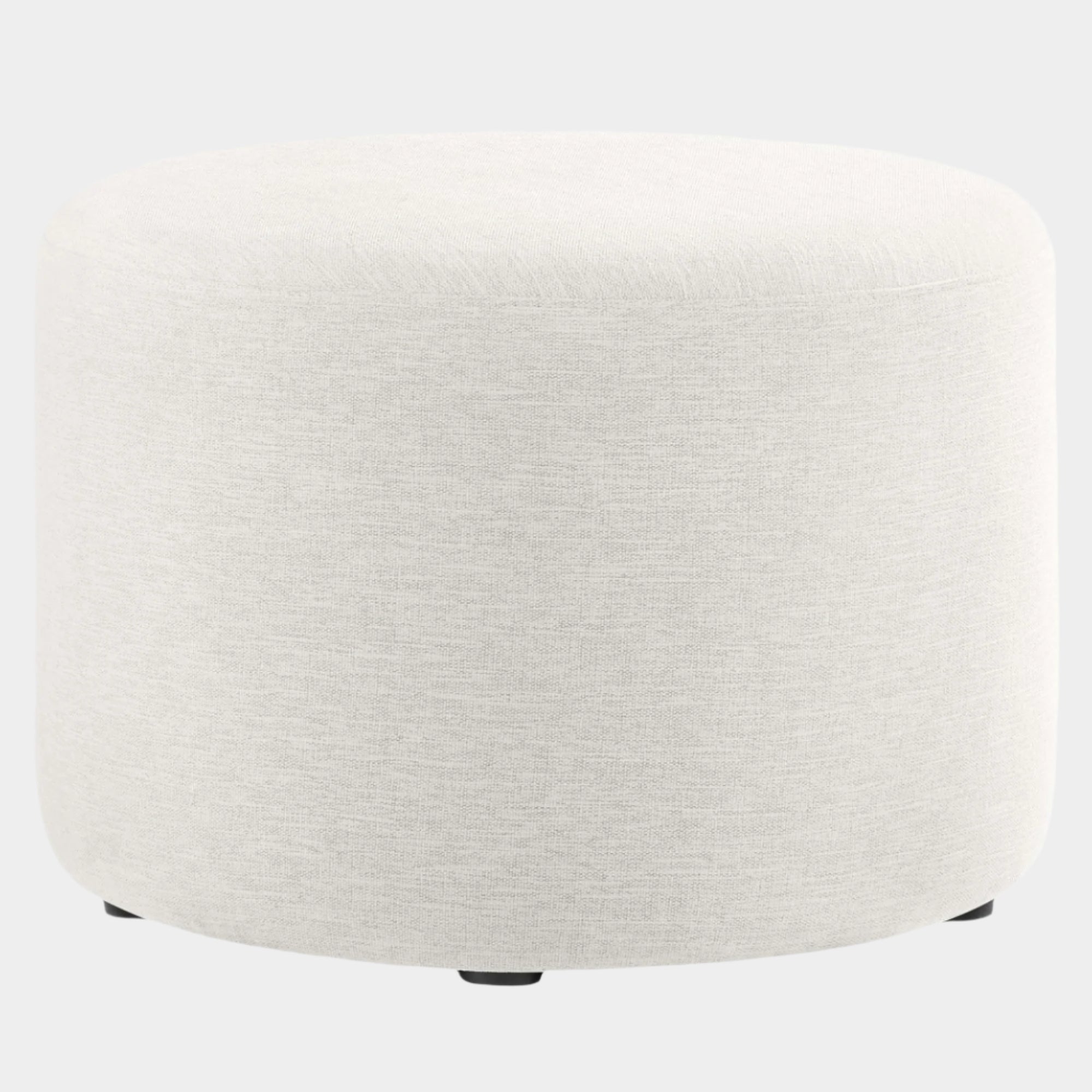 Callum Large Round Woven Heathered Fabric Upholstered Ottoman