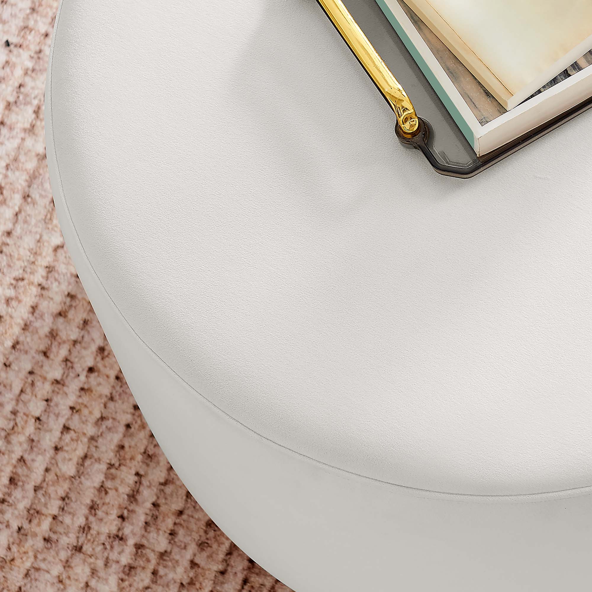 Tilden Large Round Performance Velvet Upholstered Ottoman