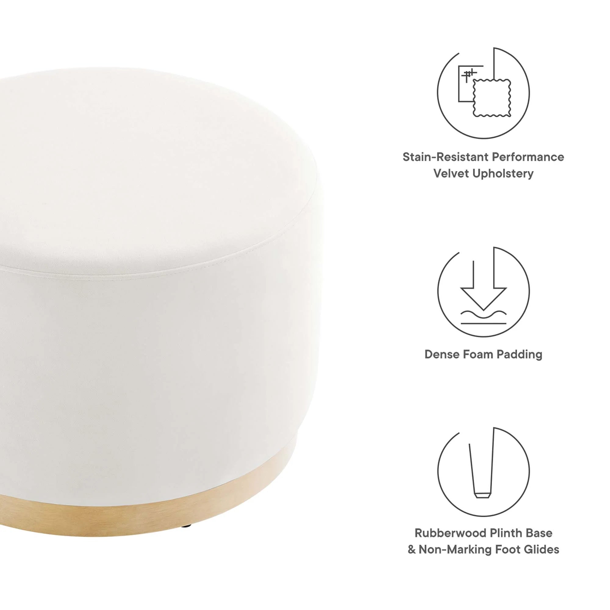 Tilden Large Round Performance Velvet Upholstered Ottoman