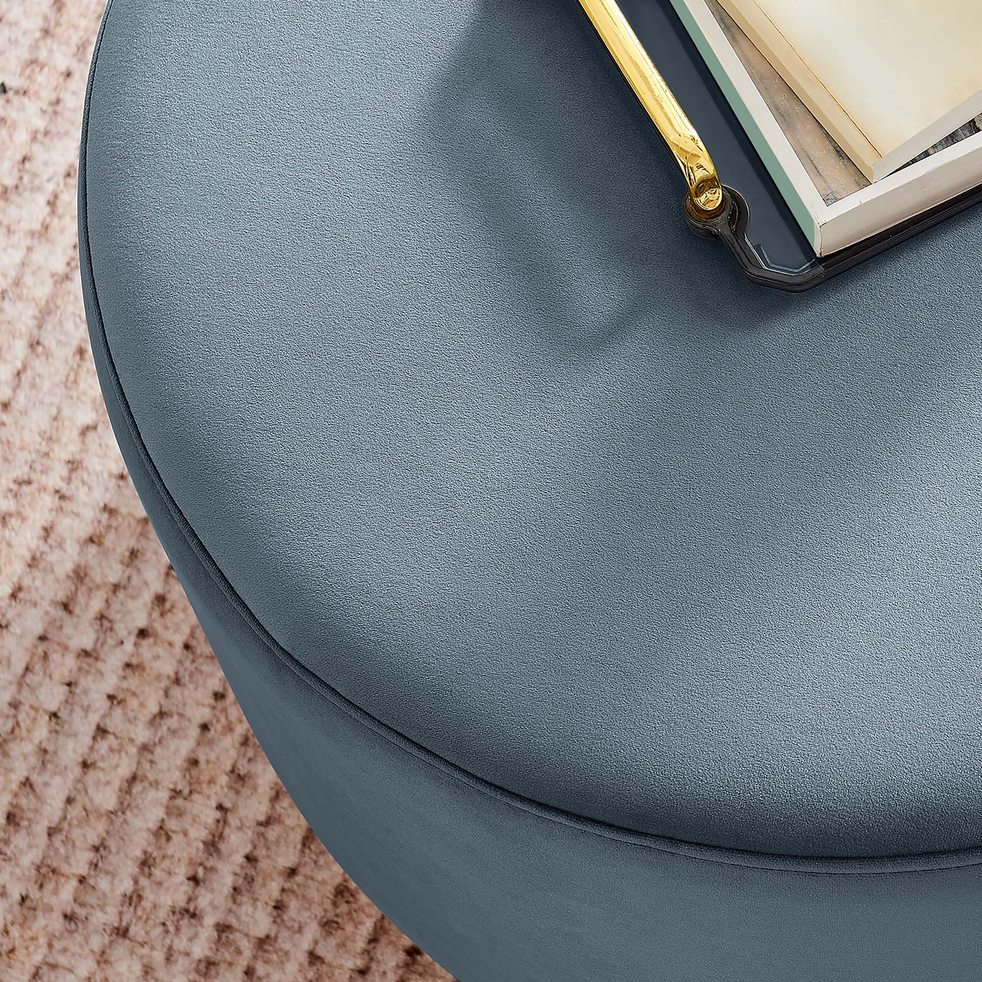 Tilden Large Round Performance Velvet Upholstered Ottoman