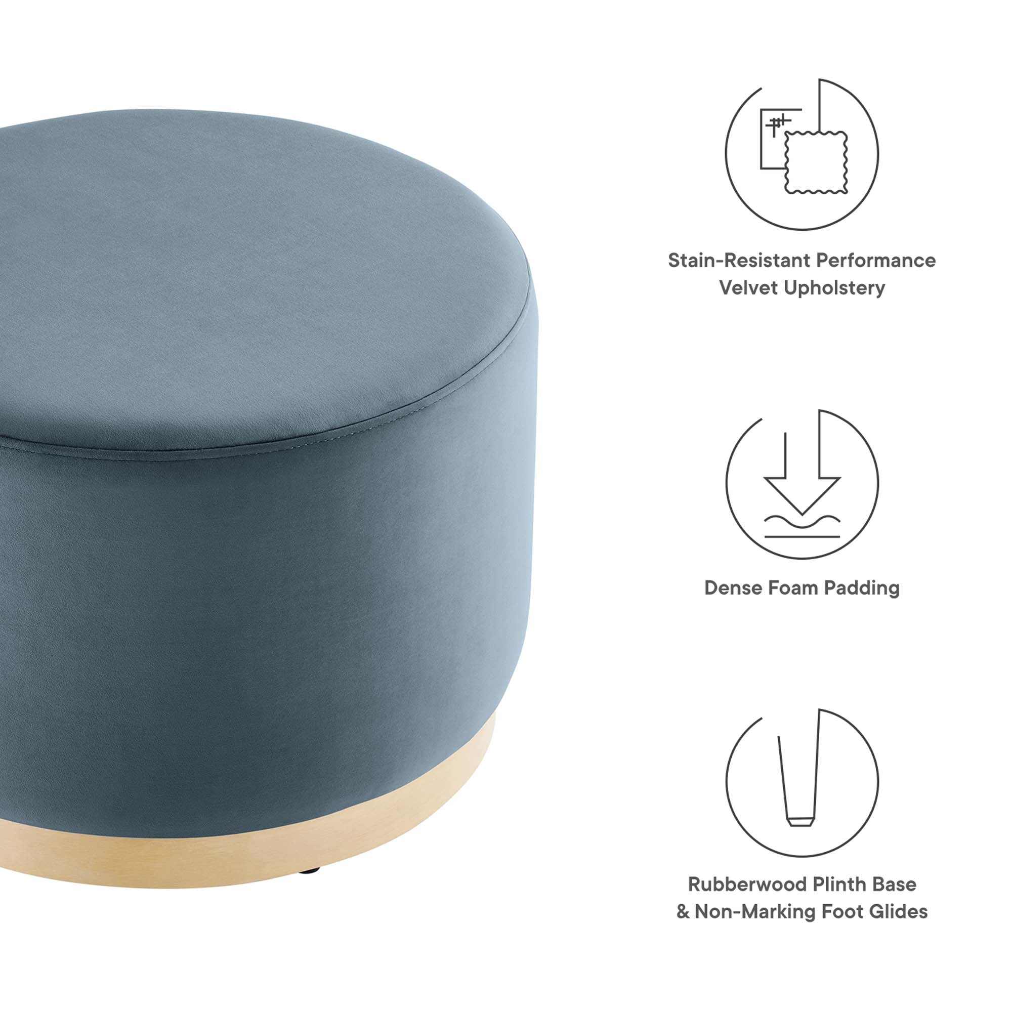 Tilden Large Round Performance Velvet Upholstered Ottoman