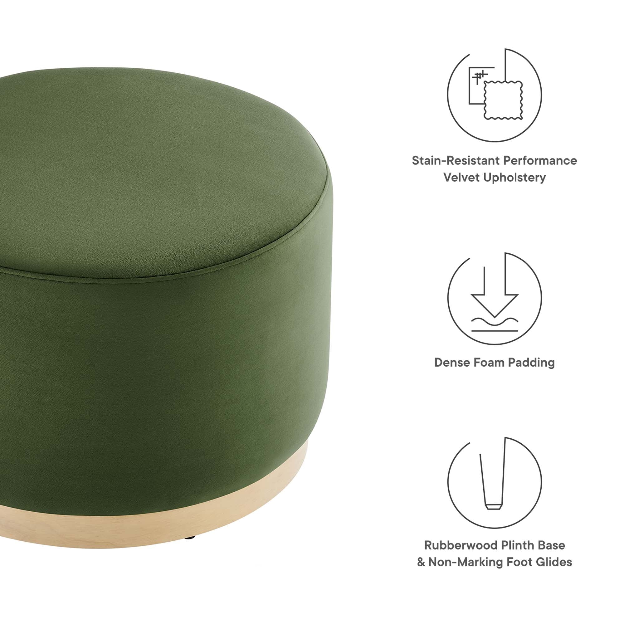Tilden Large Round Performance Velvet Upholstered Ottoman