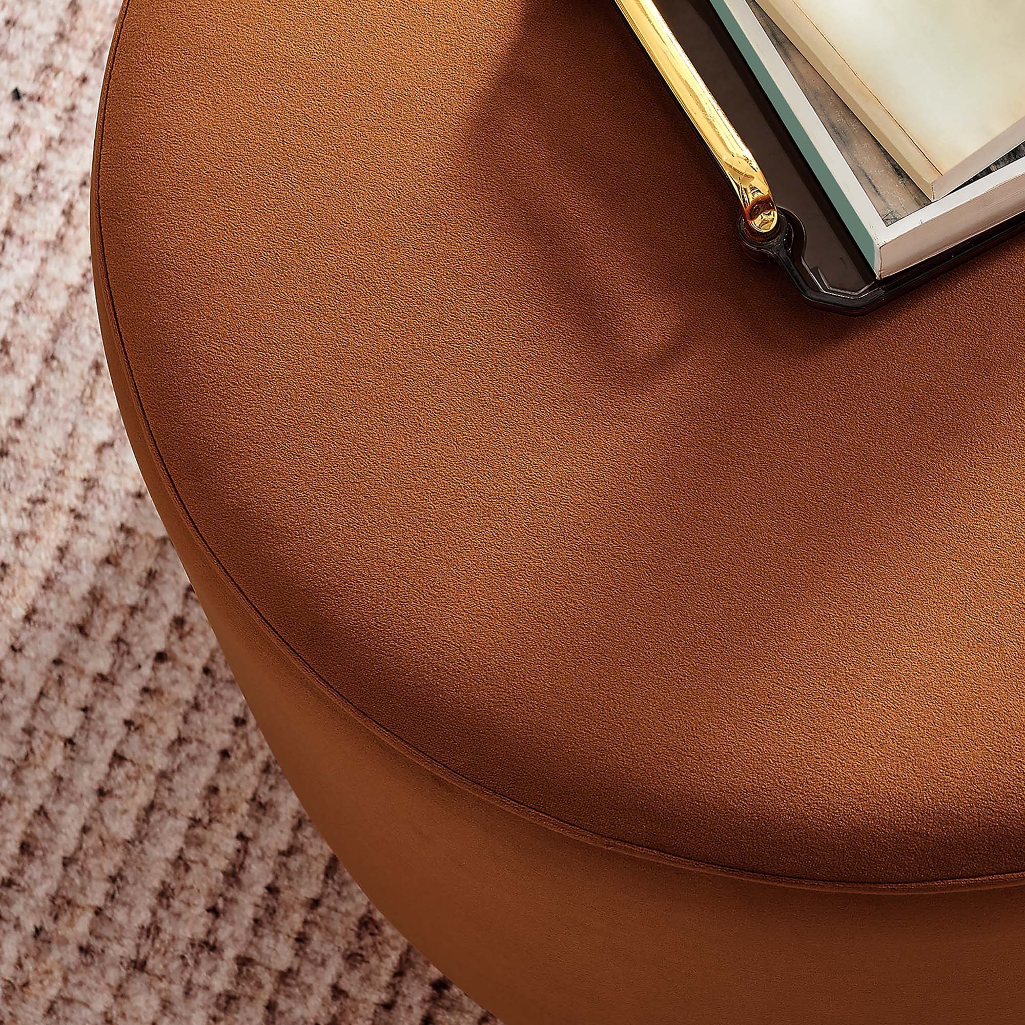 Tilden Large Round Performance Velvet Upholstered Ottoman