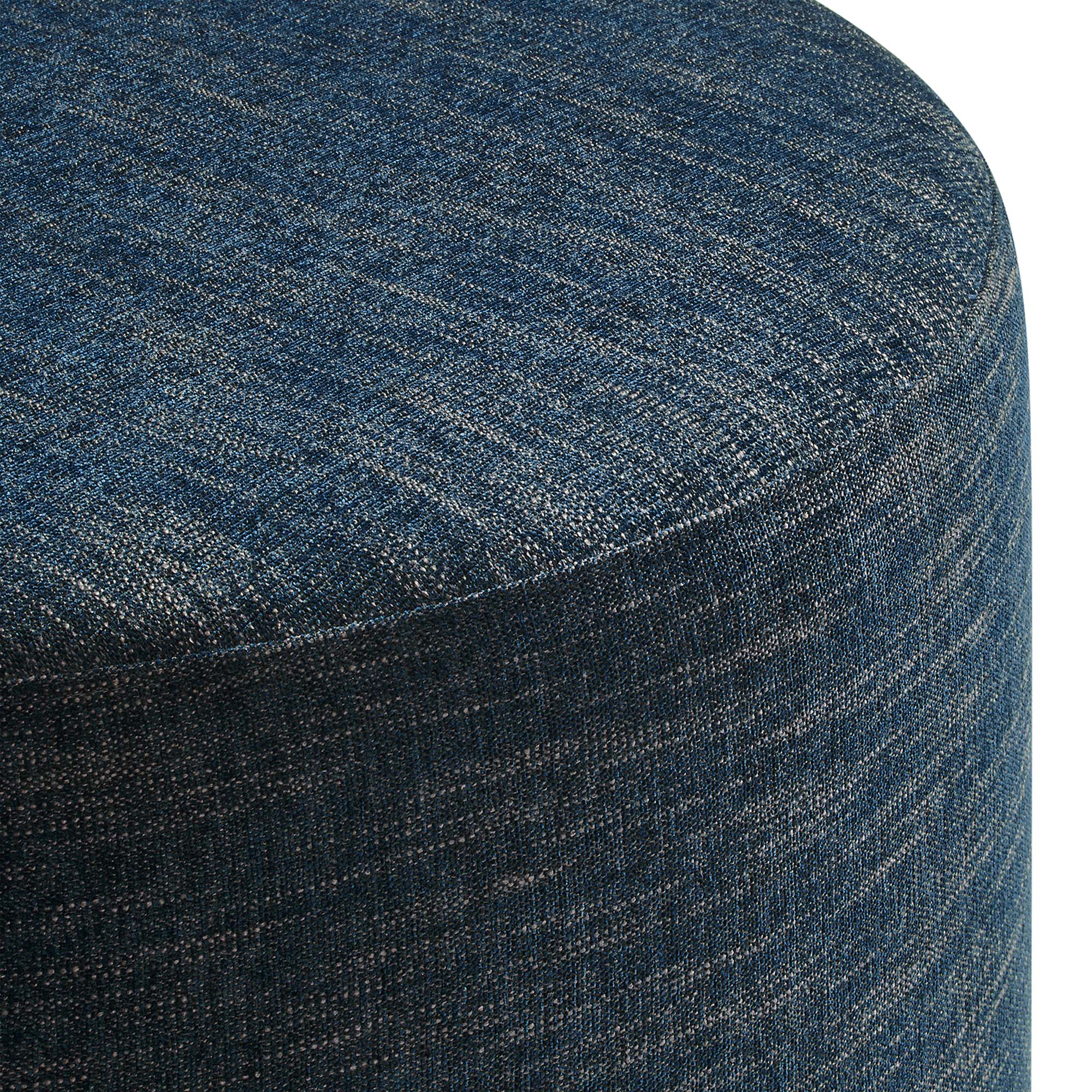 Callum Large Round Woven Heathered Fabric Upholstered Ottoman