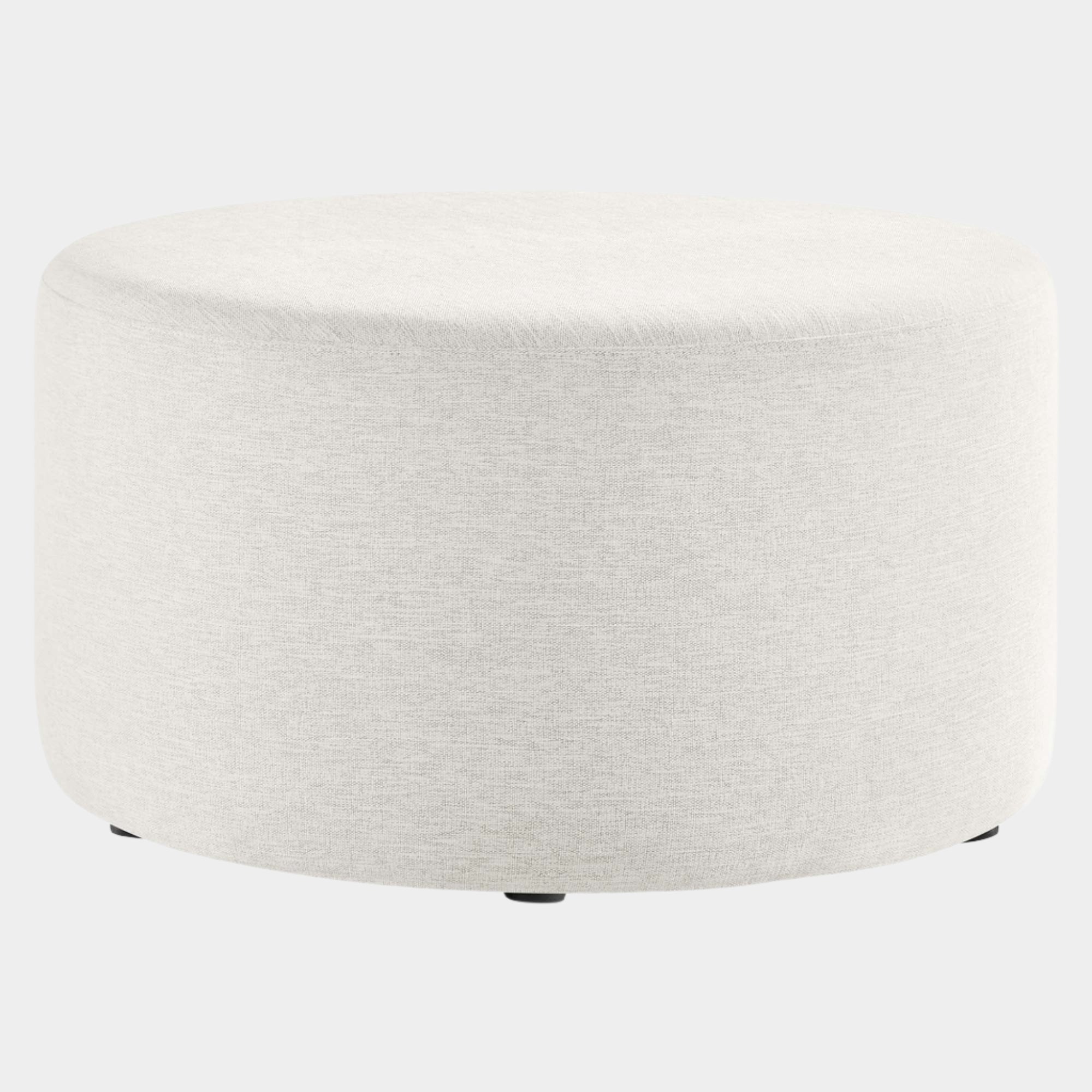 Callum Large Round Woven Heathered Fabric Upholstered Ottoman