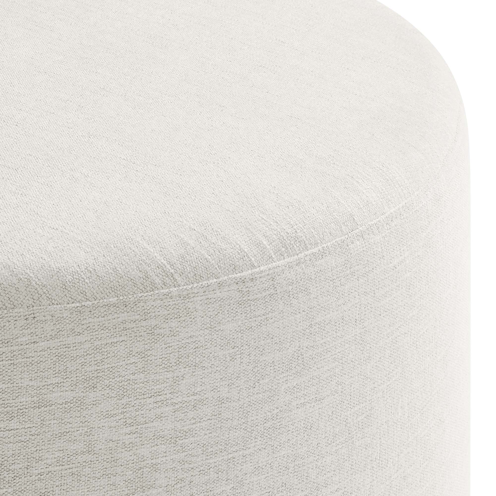 Callum Large Round Woven Heathered Fabric Upholstered Ottoman
