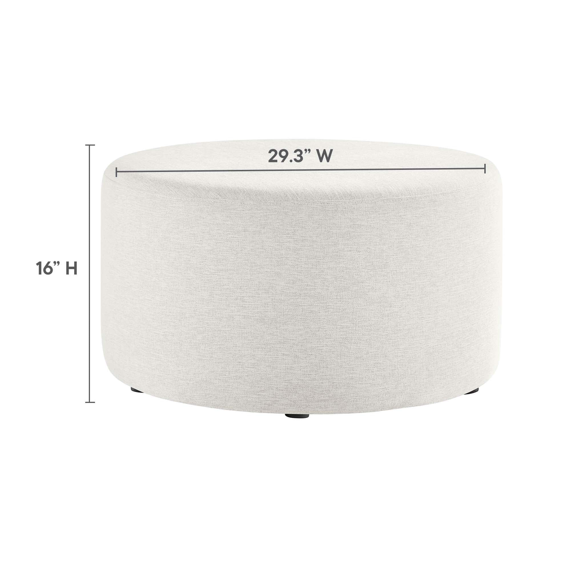 Callum Large Round Woven Heathered Fabric Upholstered Ottoman