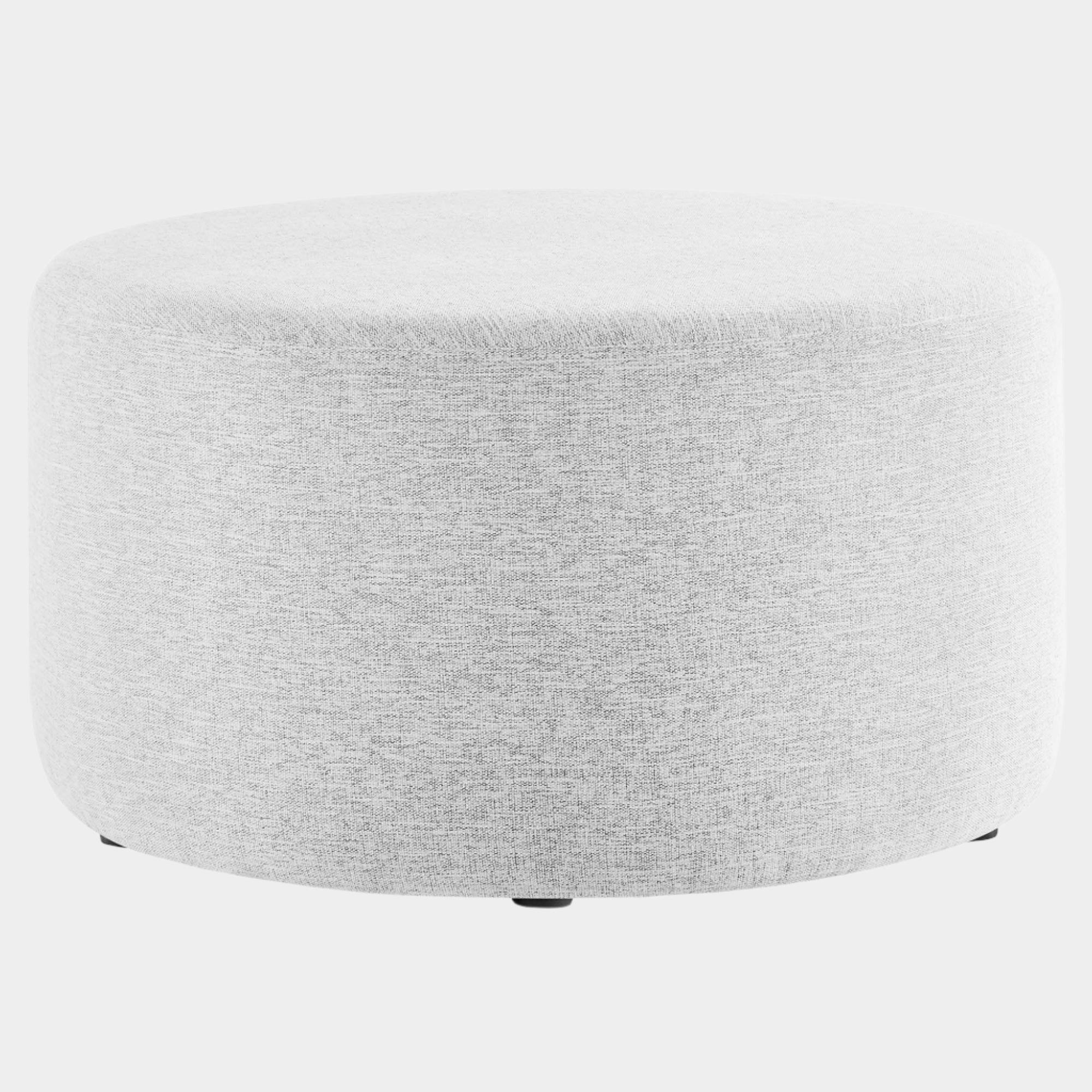Callum Large Round Woven Heathered Fabric Upholstered Ottoman
