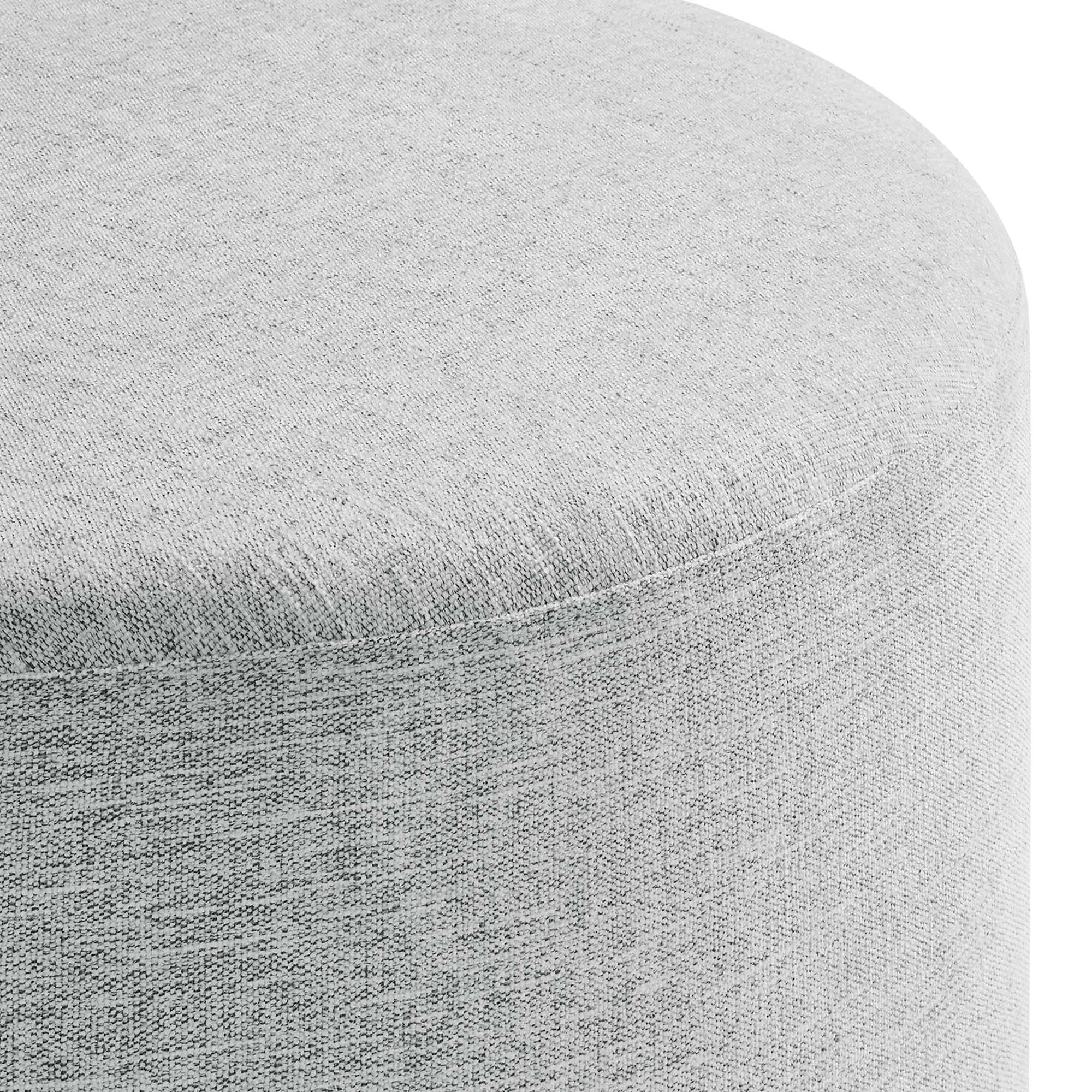Callum Large Round Woven Heathered Fabric Upholstered Ottoman
