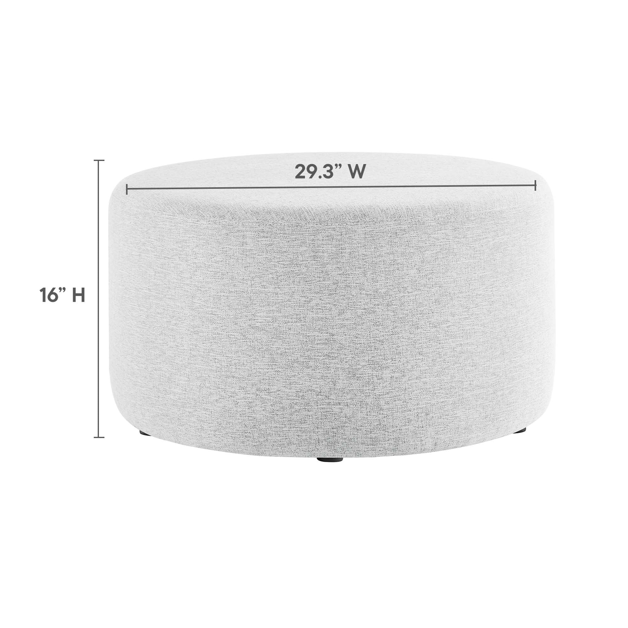 Callum Large Round Woven Heathered Fabric Upholstered Ottoman