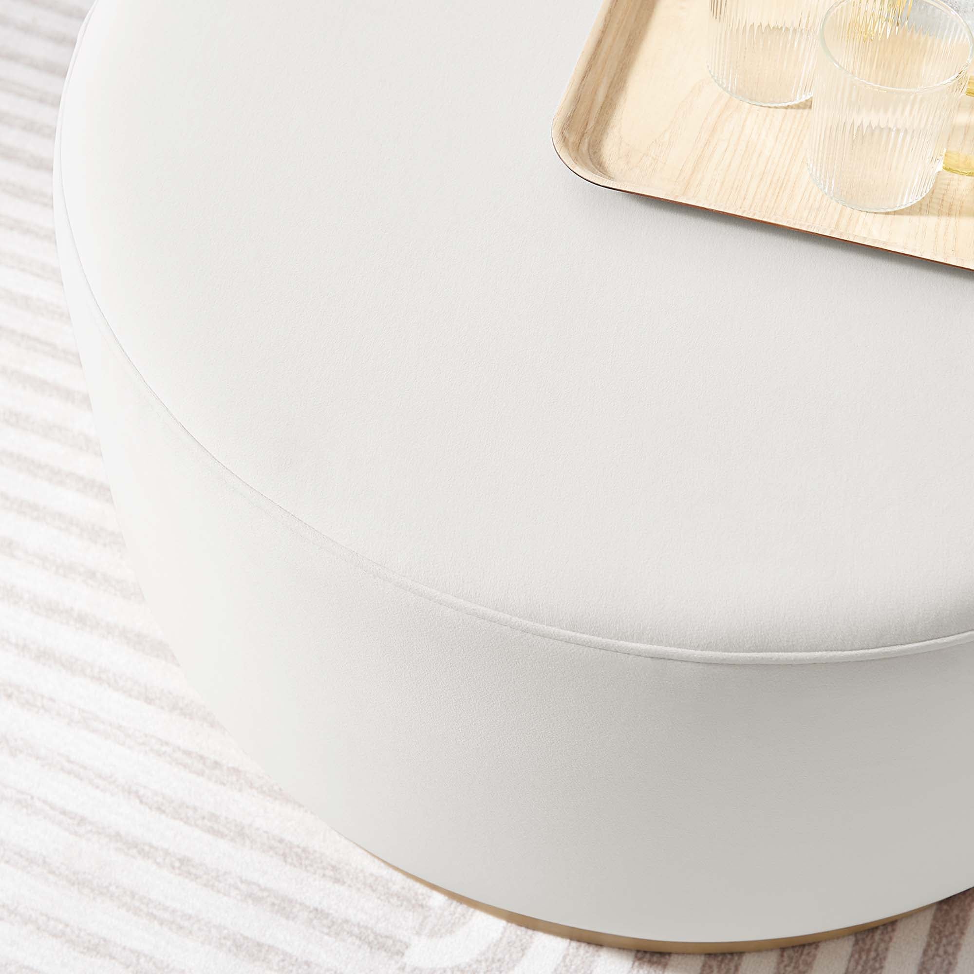 Tilden Large Round Performance Velvet Upholstered Ottoman