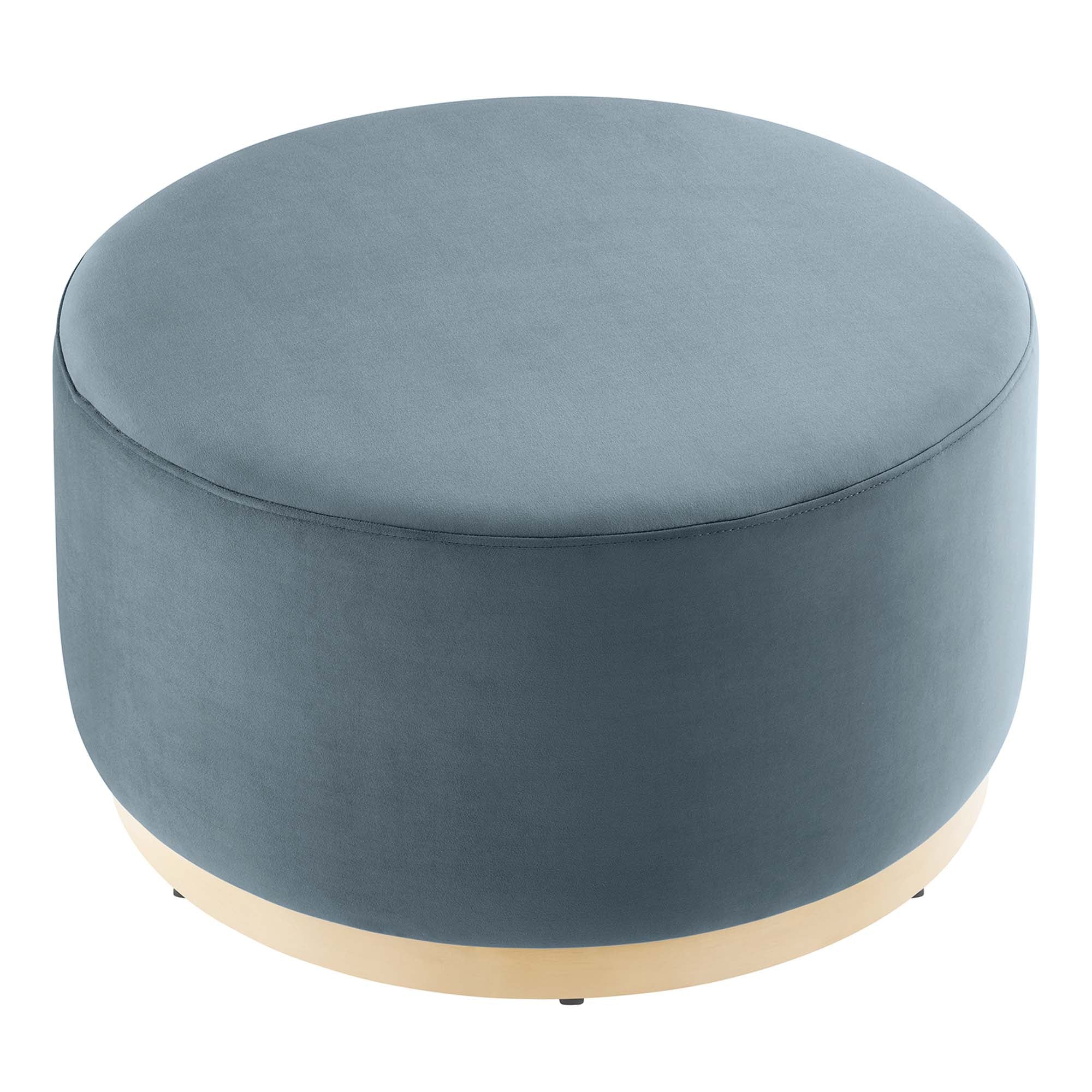 Tilden Large Round Performance Velvet Upholstered Ottoman