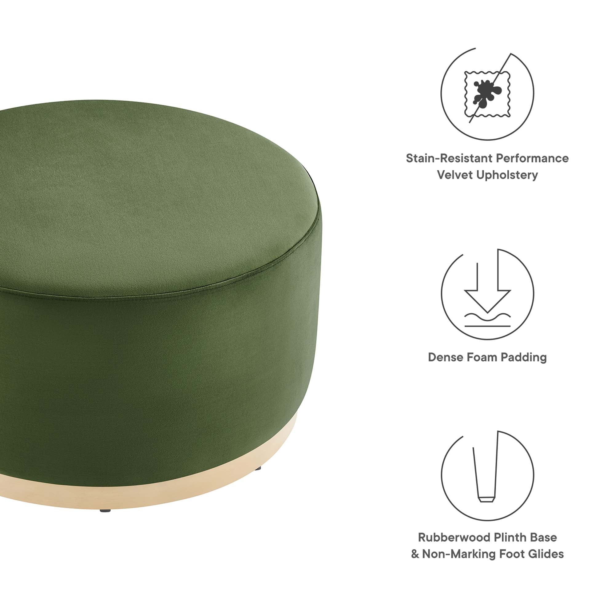 Tilden Large Round Performance Velvet Upholstered Ottoman