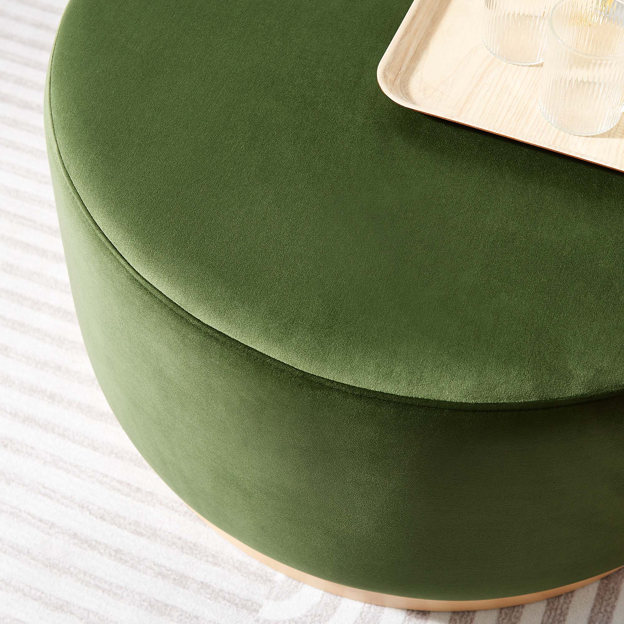 Tilden Large Round Performance Velvet Upholstered Ottoman