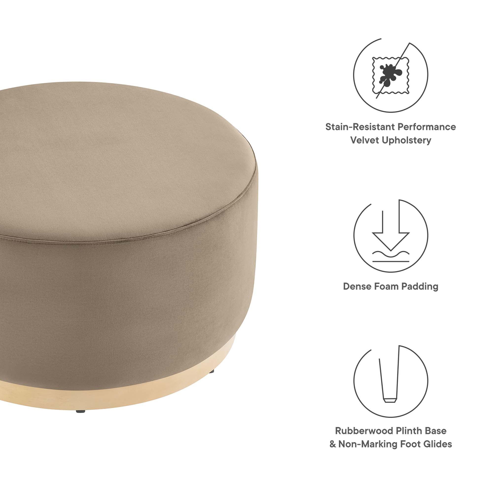 Tilden Large Round Performance Velvet Upholstered Ottoman