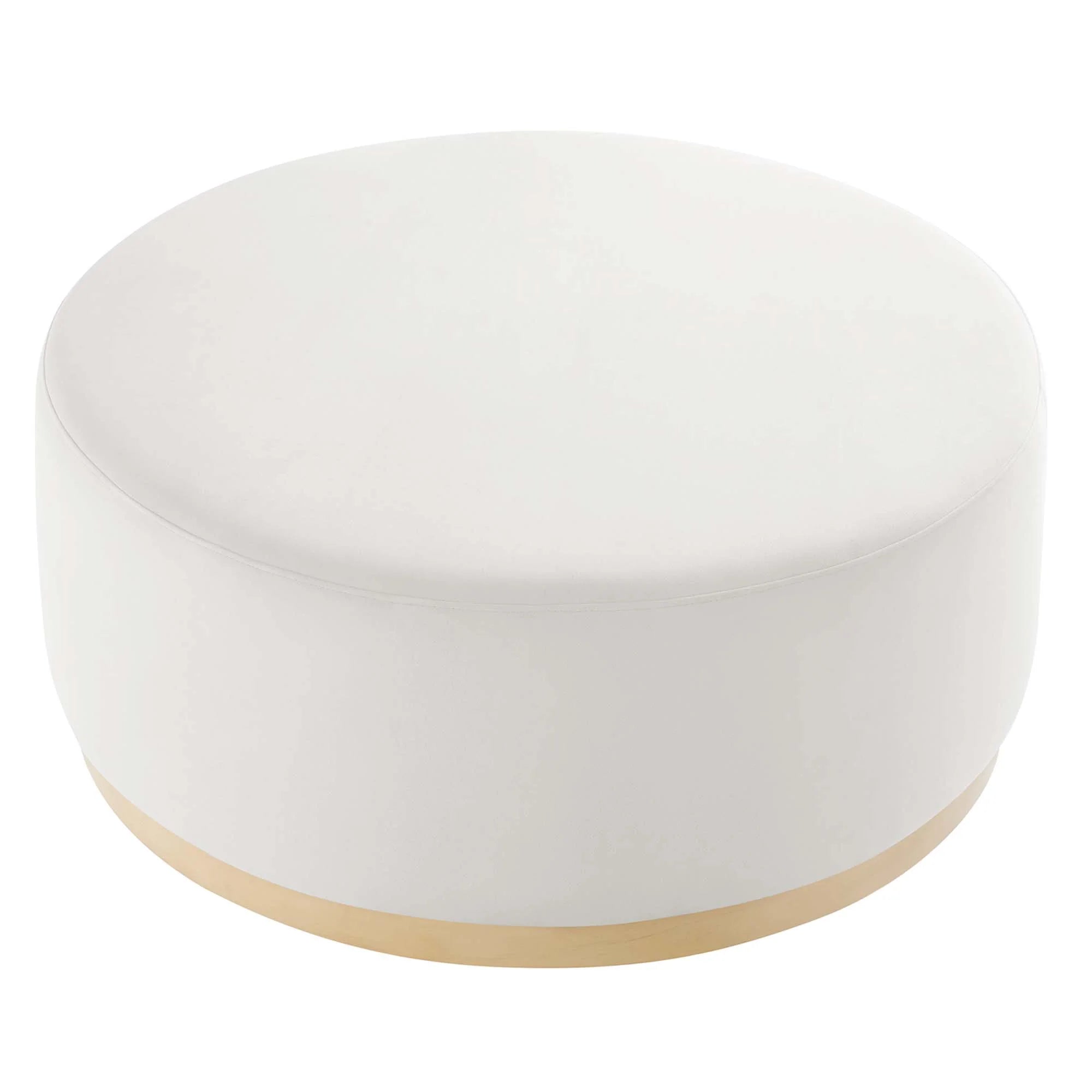 Tilden Large Round Performance Velvet Upholstered Ottoman