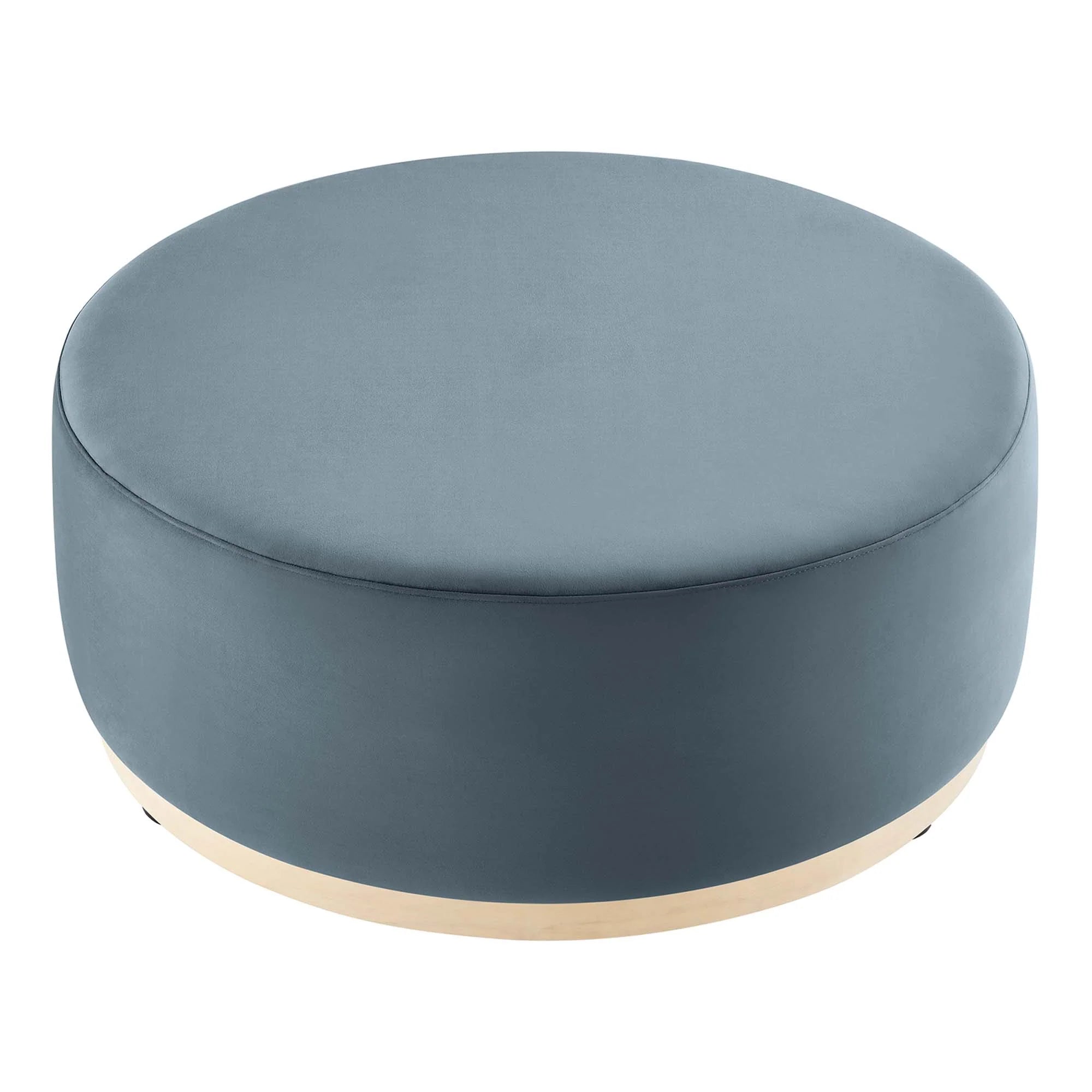 Tilden Large Round Performance Velvet Upholstered Ottoman