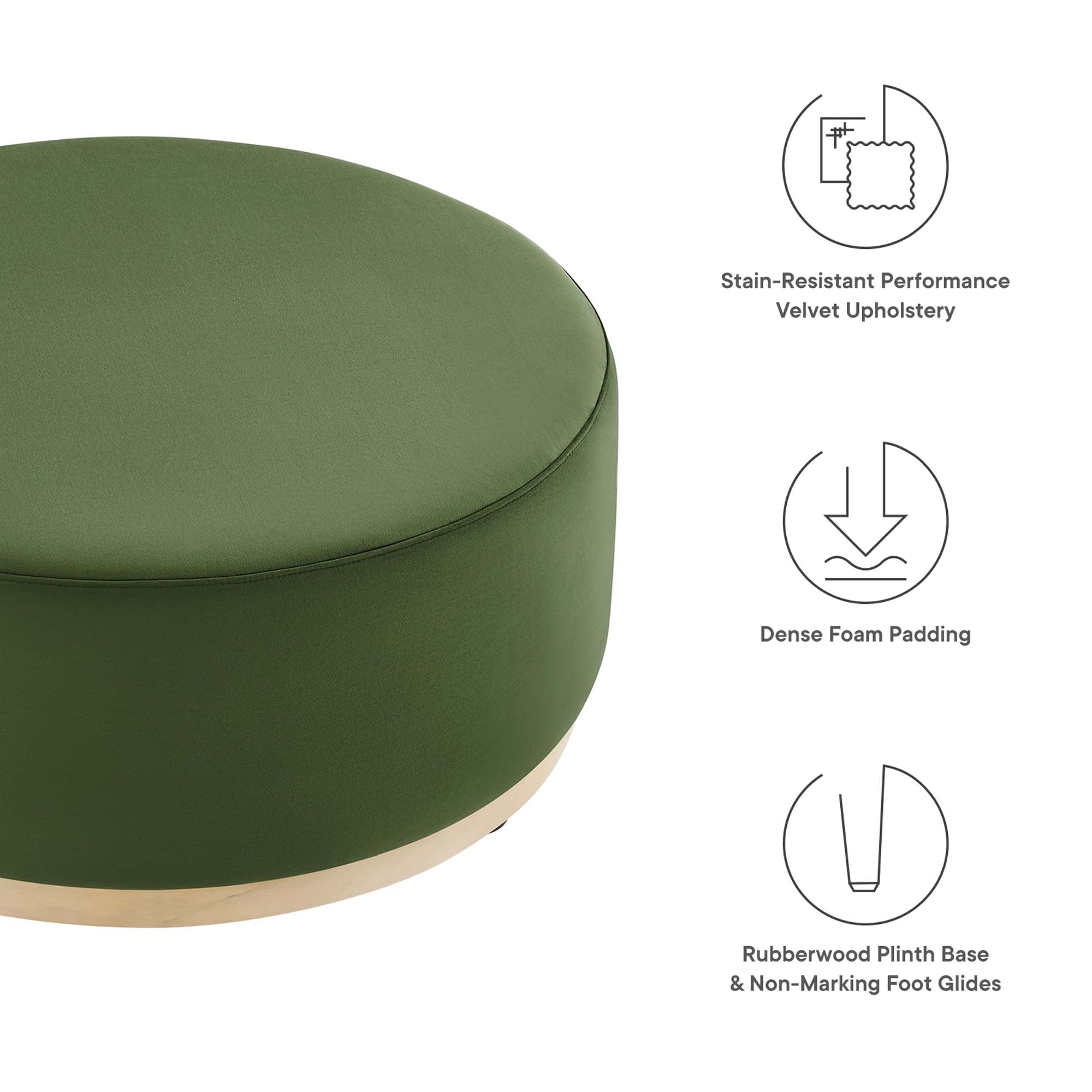 Tilden Large Round Performance Velvet Upholstered Ottoman