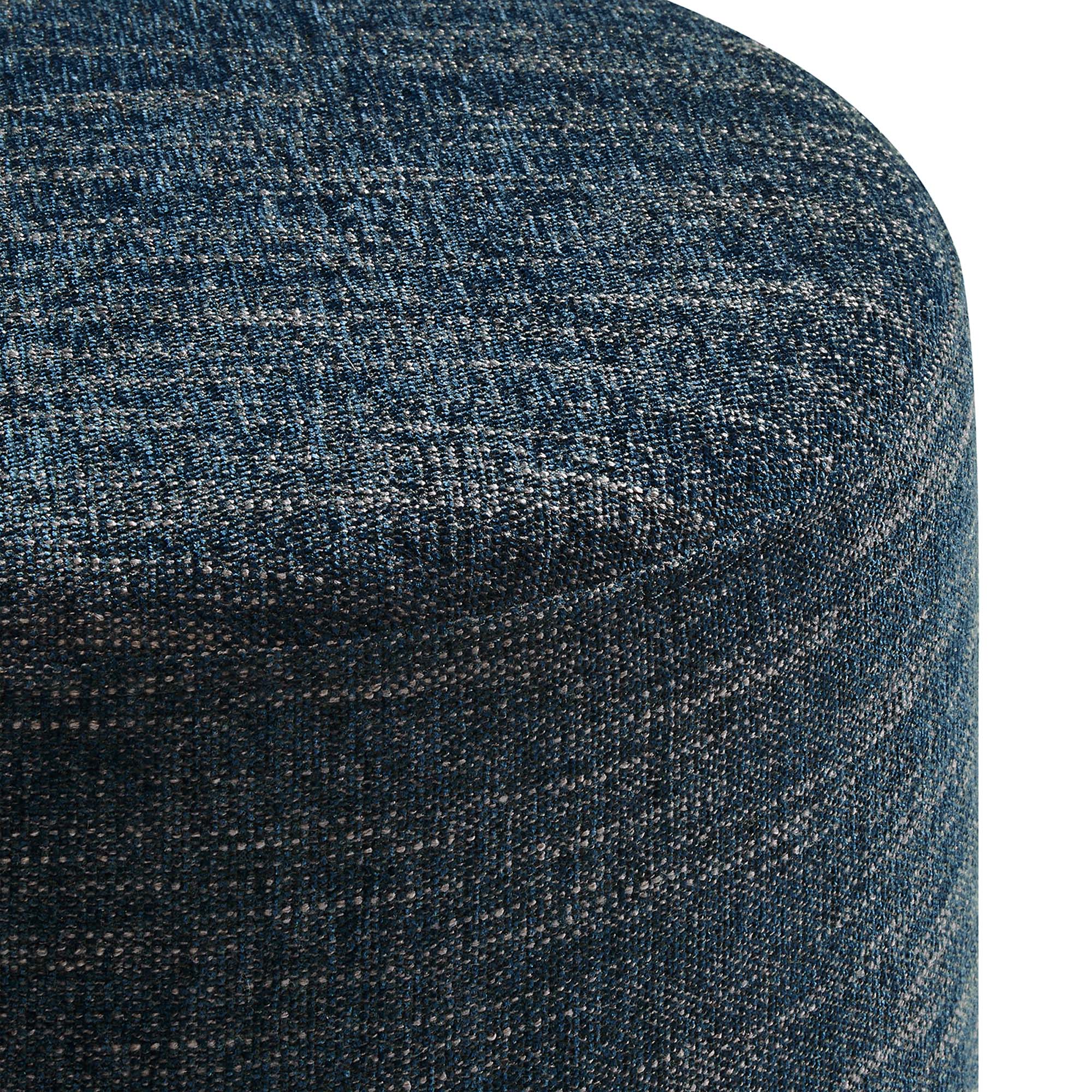 Callum Round Woven Heathered Fabric Upholstered Ottoman
