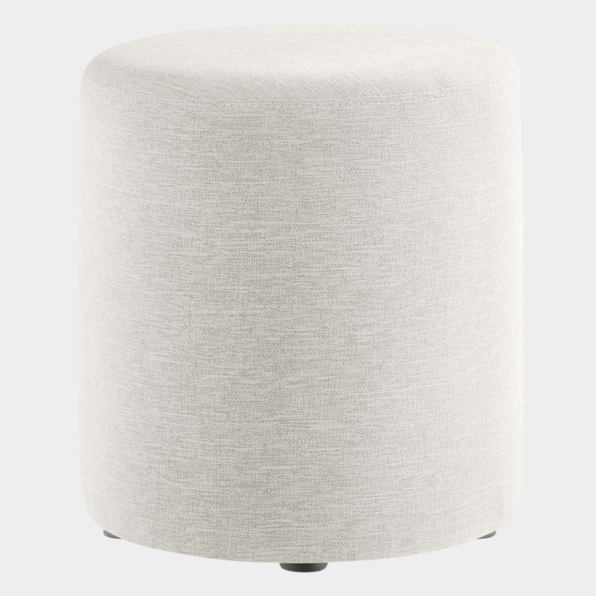 Callum Round Woven Heathered Fabric Upholstered Ottoman