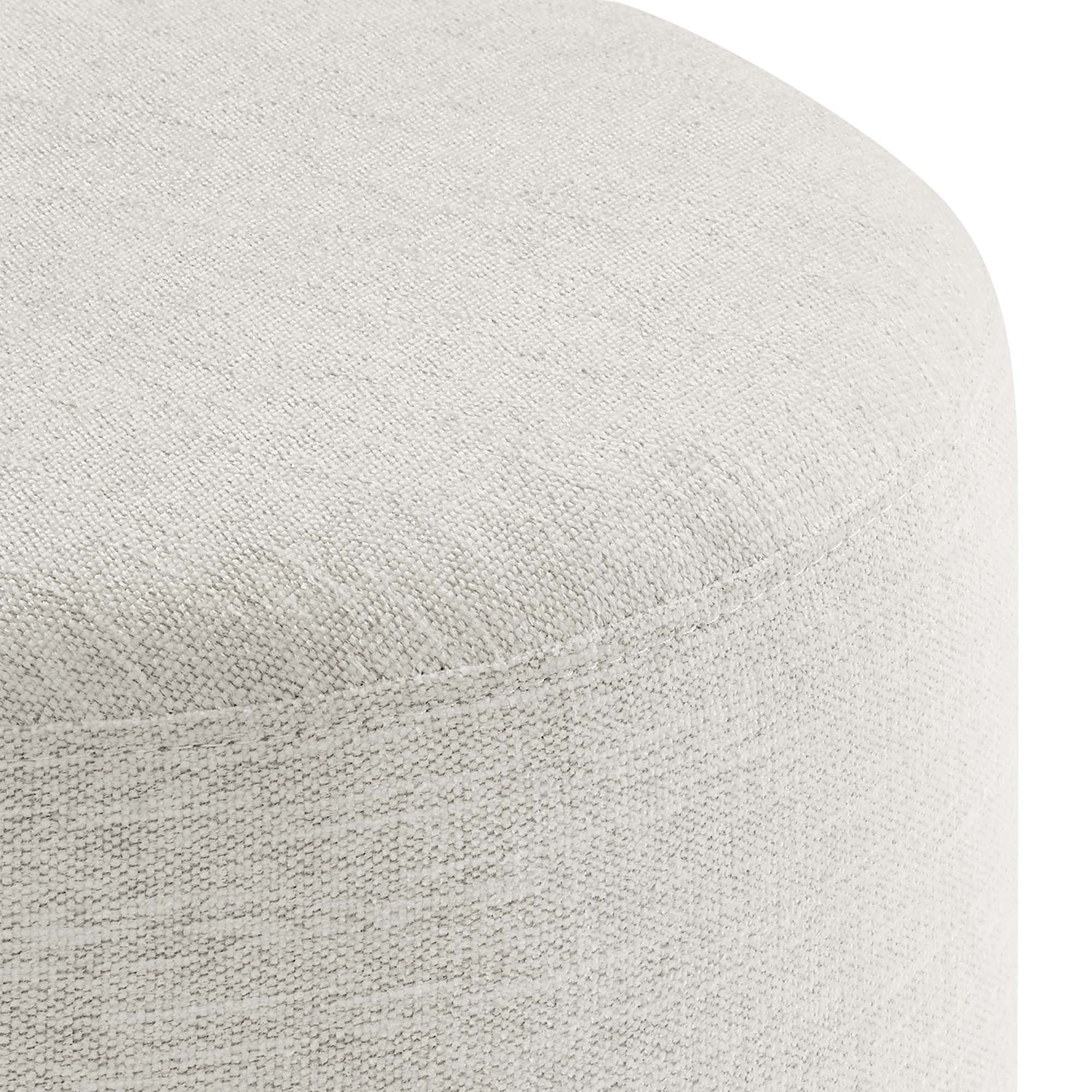 Callum Round Woven Heathered Fabric Upholstered Ottoman