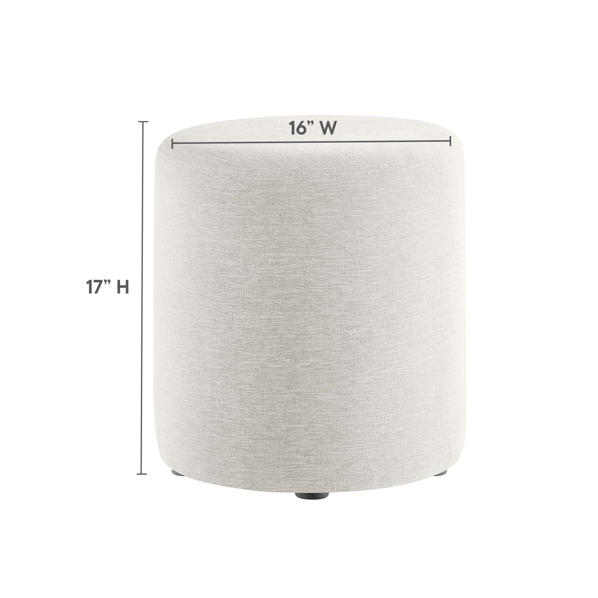 Callum Round Woven Heathered Fabric Upholstered Ottoman