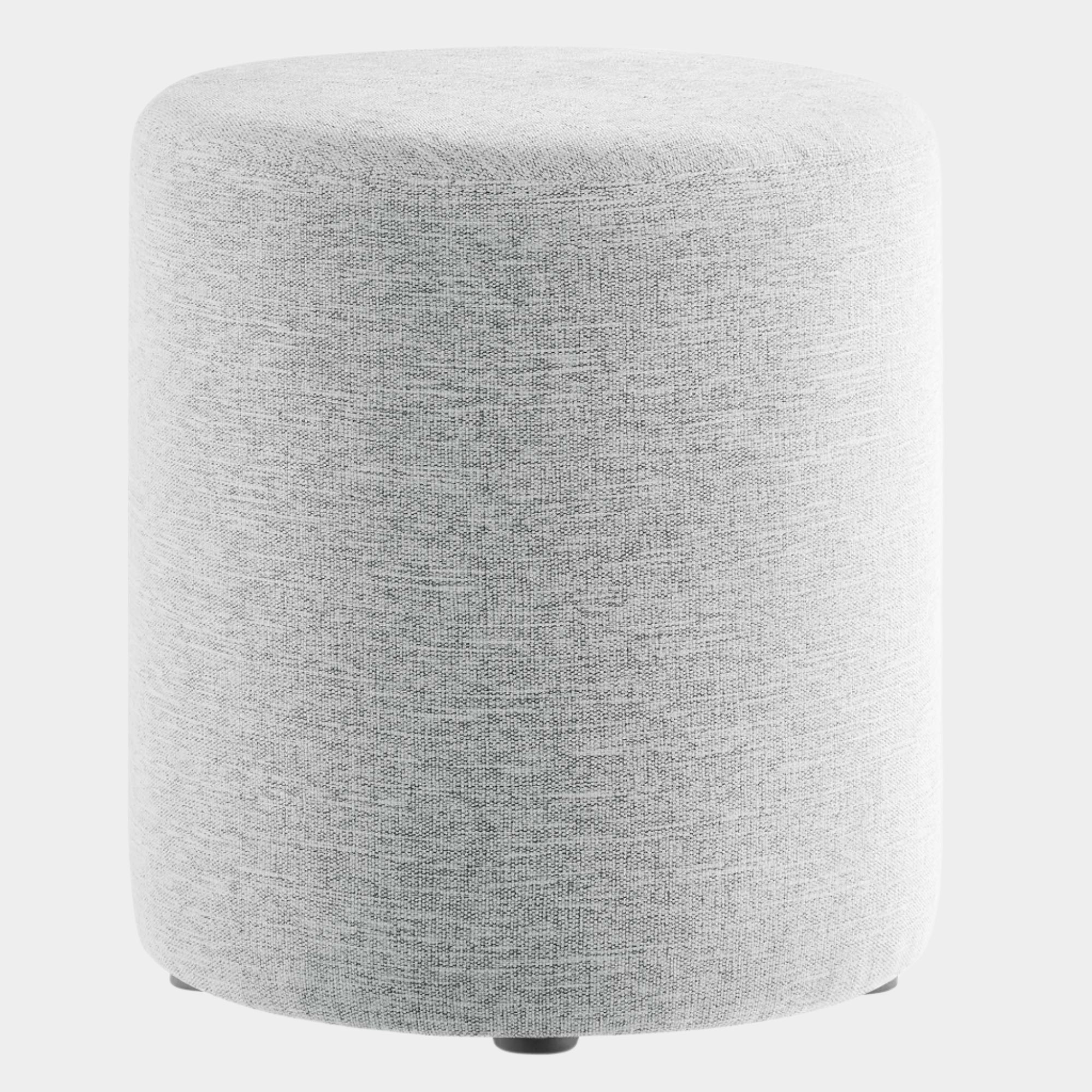 Callum Round Woven Heathered Fabric Upholstered Ottoman