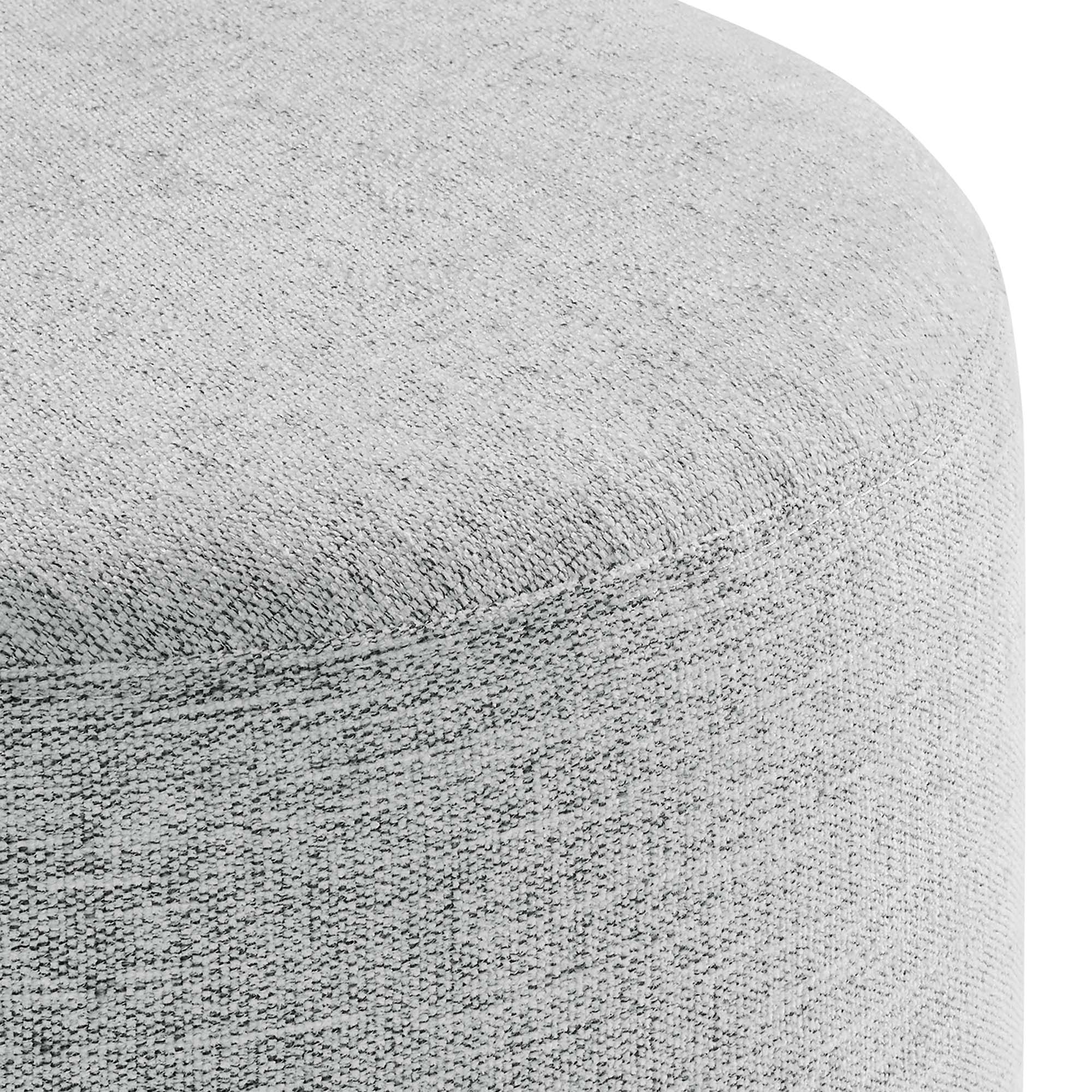 Callum Round Woven Heathered Fabric Upholstered Ottoman