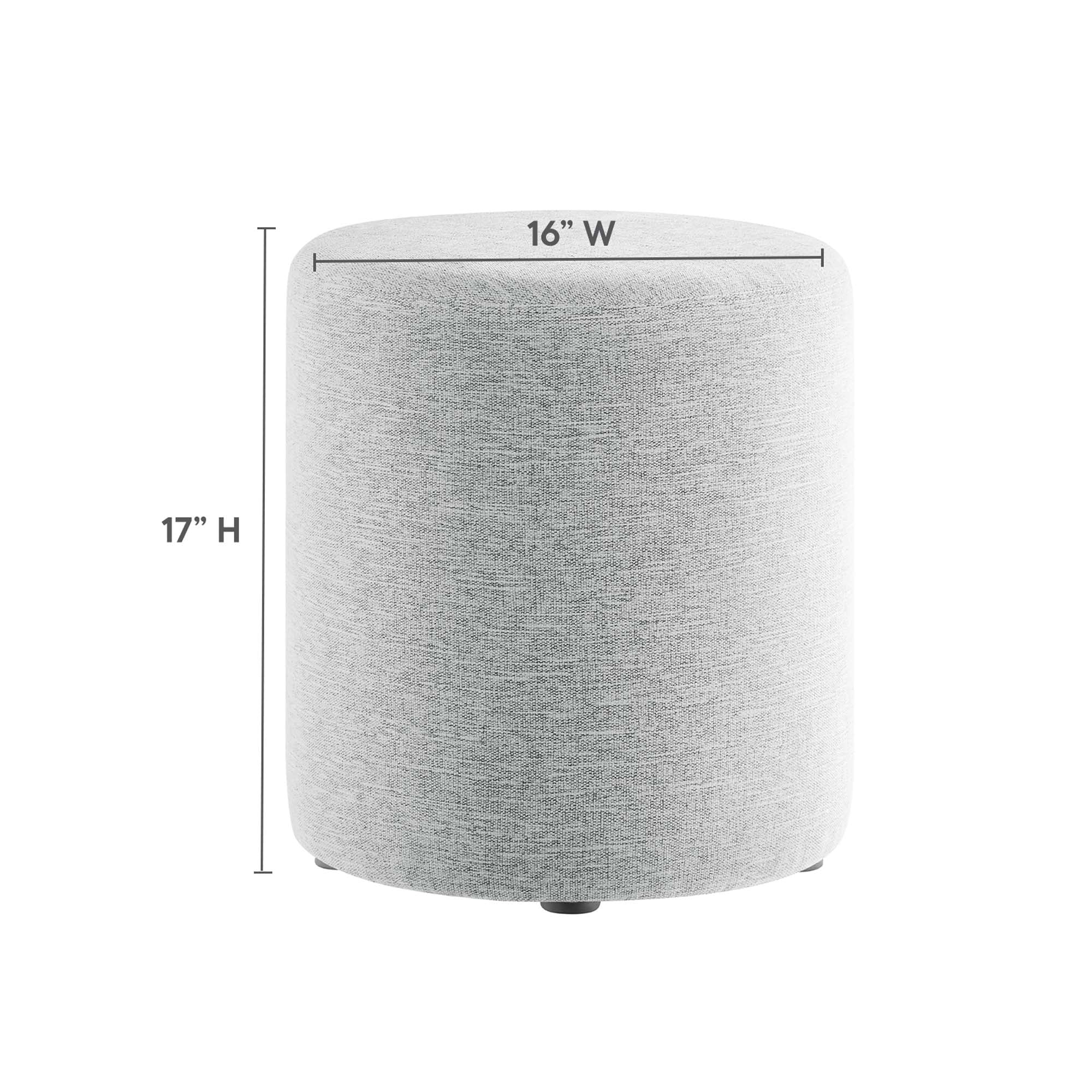 Callum Round Woven Heathered Fabric Upholstered Ottoman