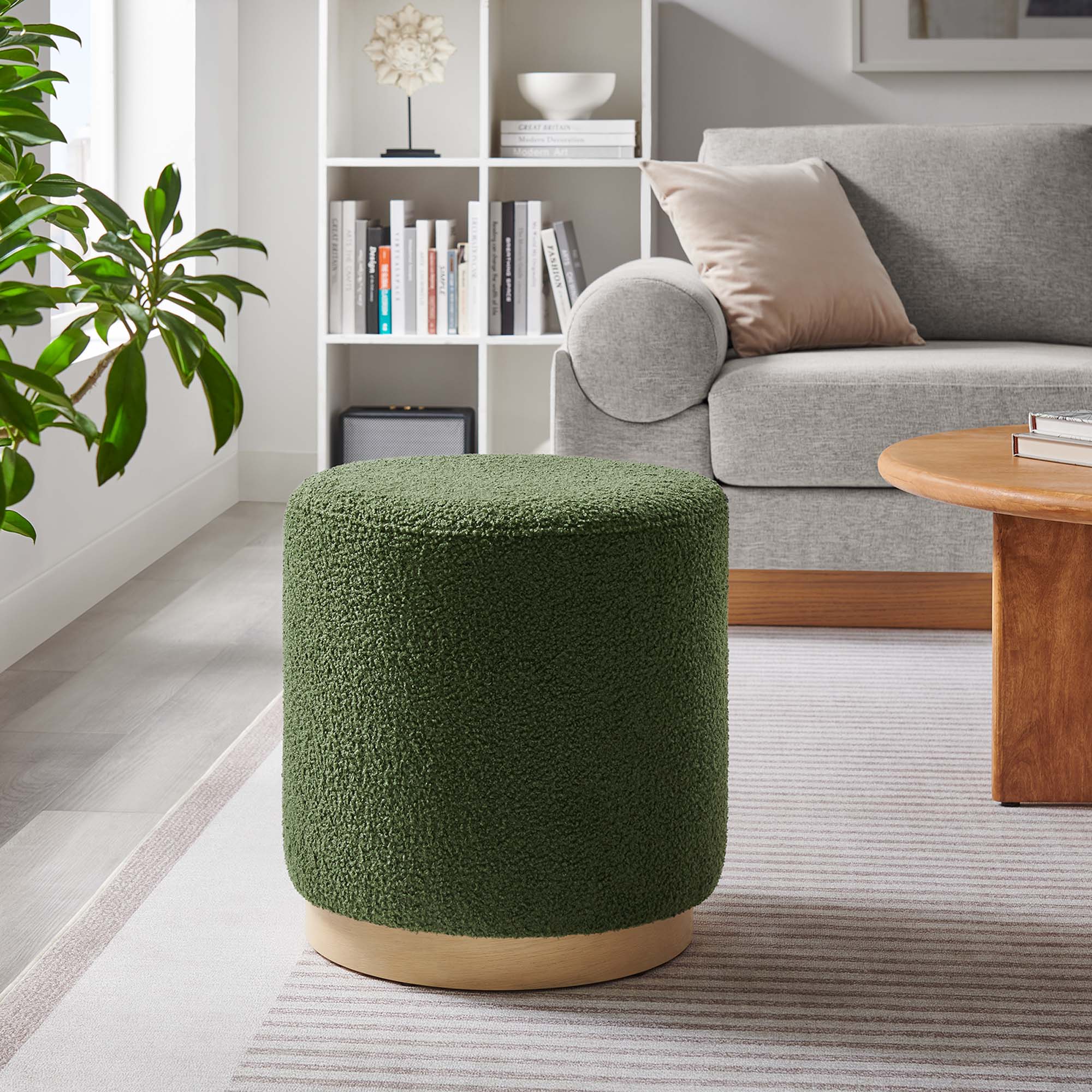 Tilden Round Sherpa Upholstered Ottoman