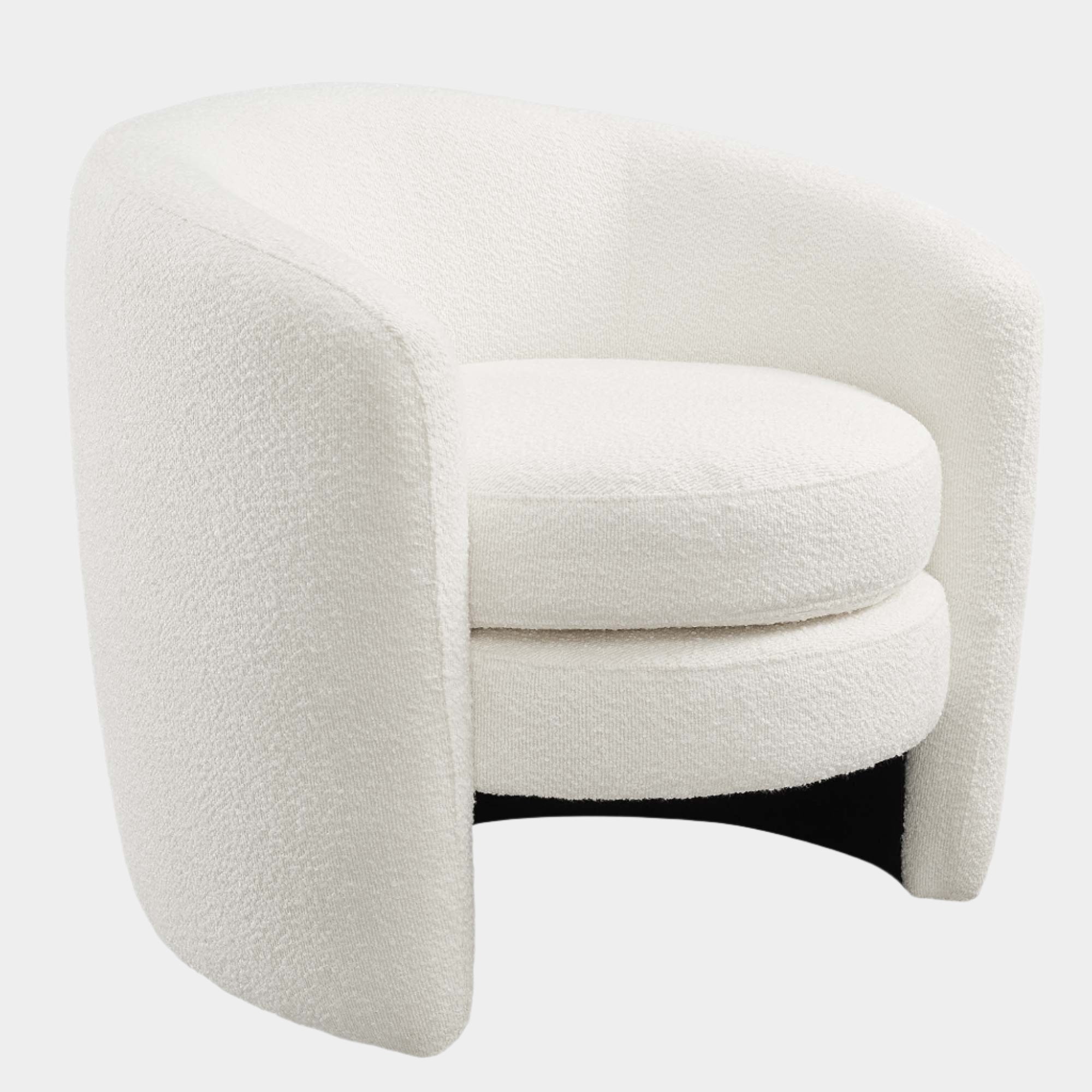 Fauteuil à dossier incurvé en tissu bouclé rembourré Affinity