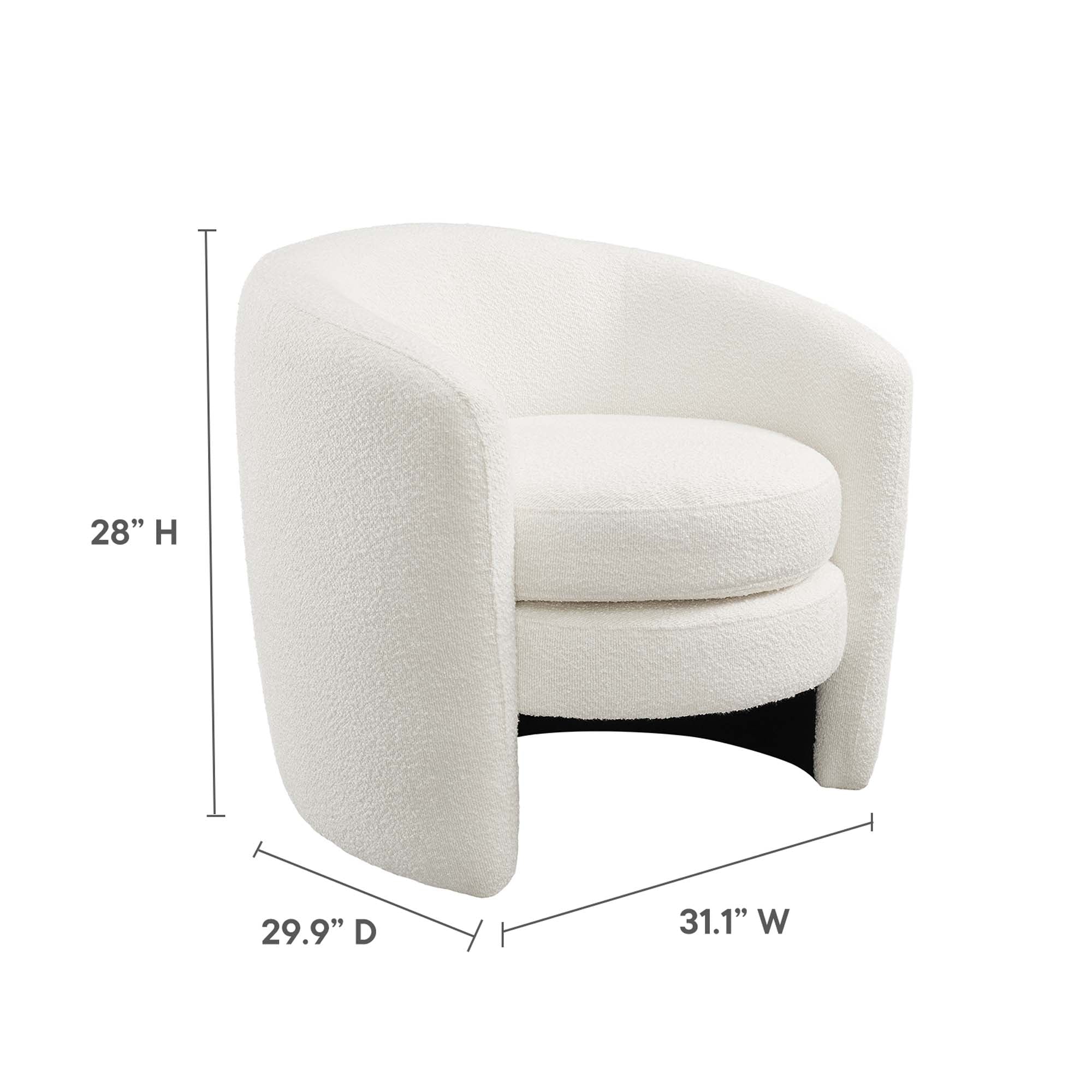 Fauteuil à dossier incurvé en tissu bouclé rembourré Affinity
