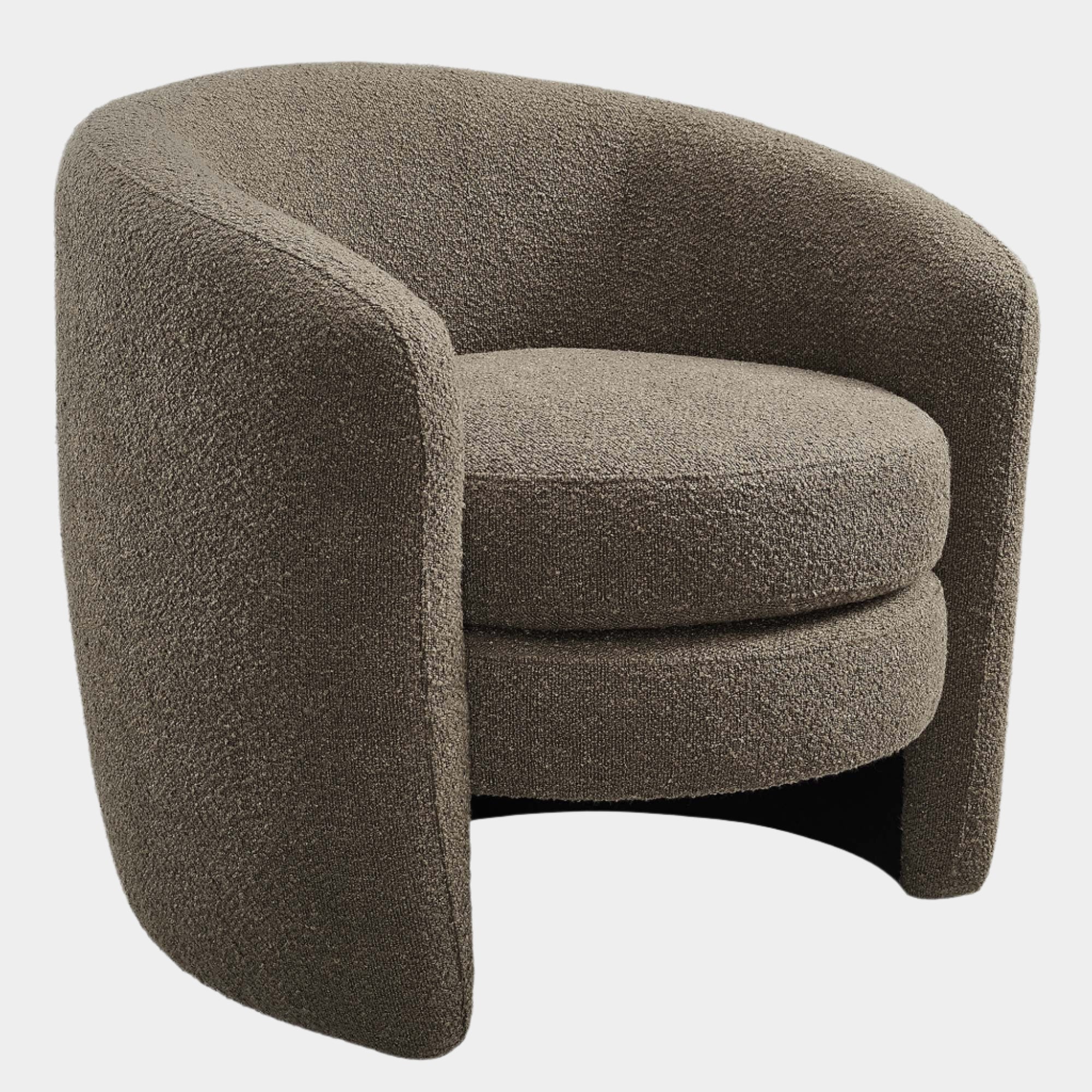 Fauteuil à dossier incurvé en tissu bouclé rembourré Affinity